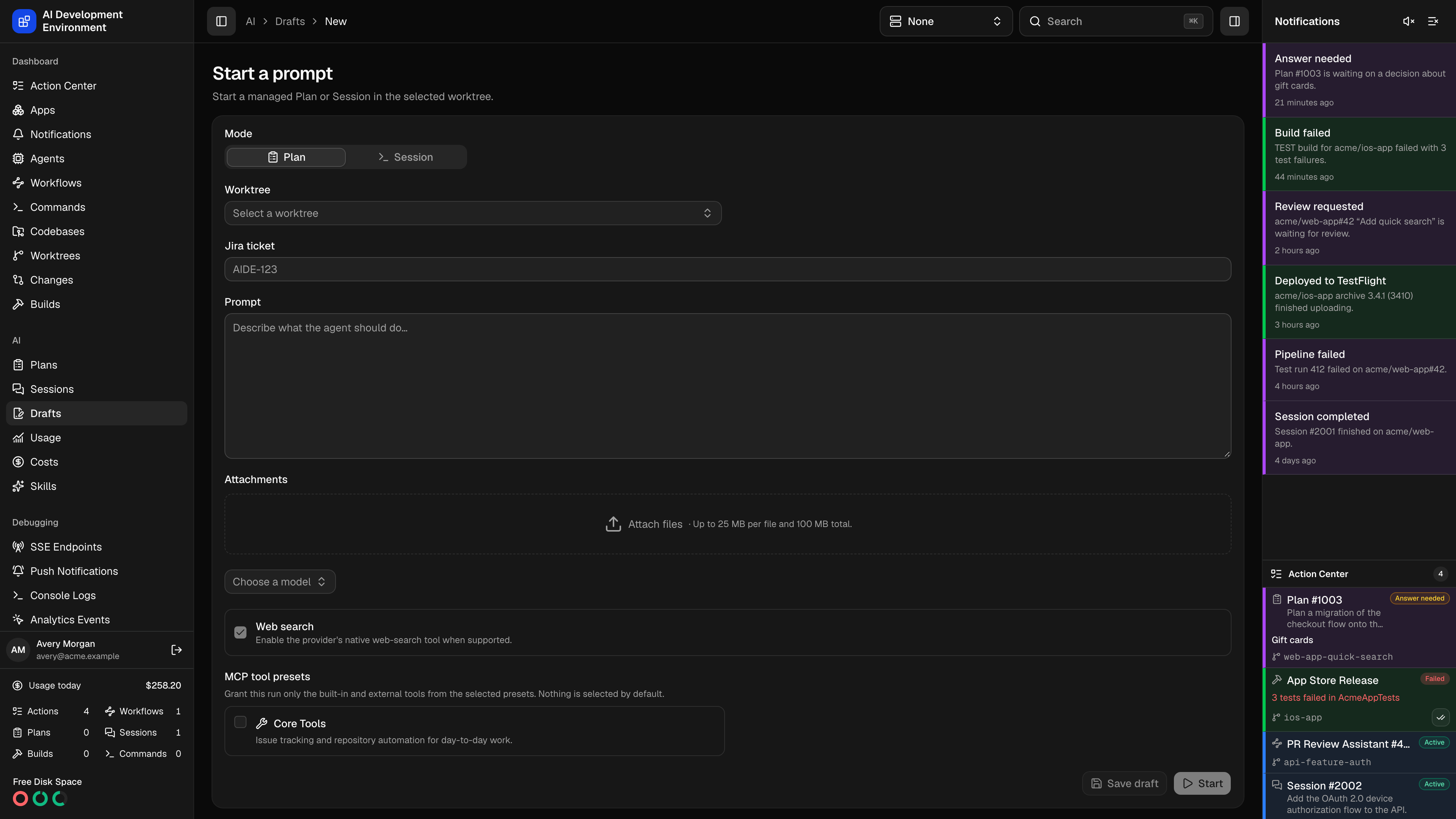 New run in dark theme