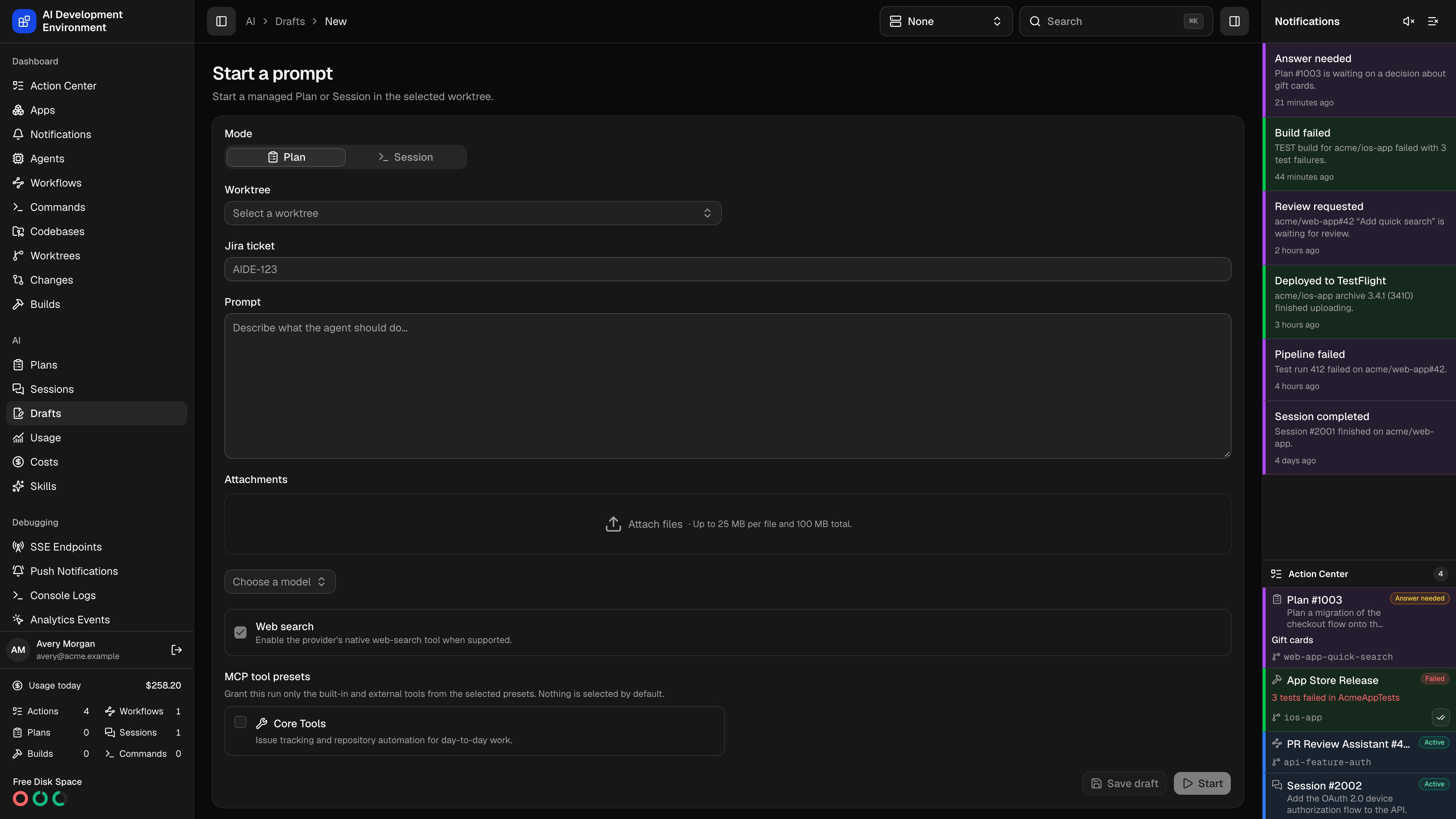 New run in dark theme