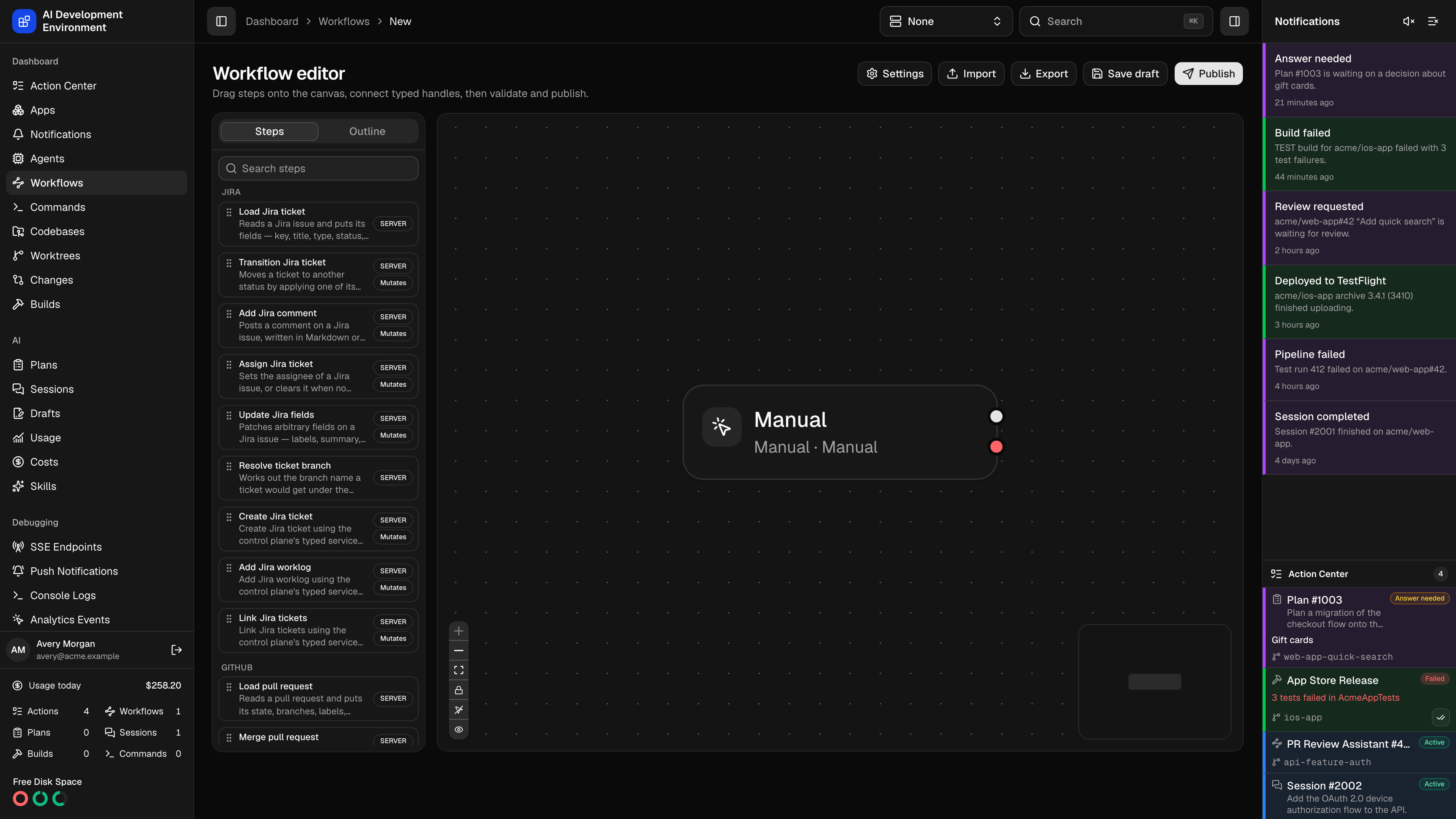 New workflow in dark theme