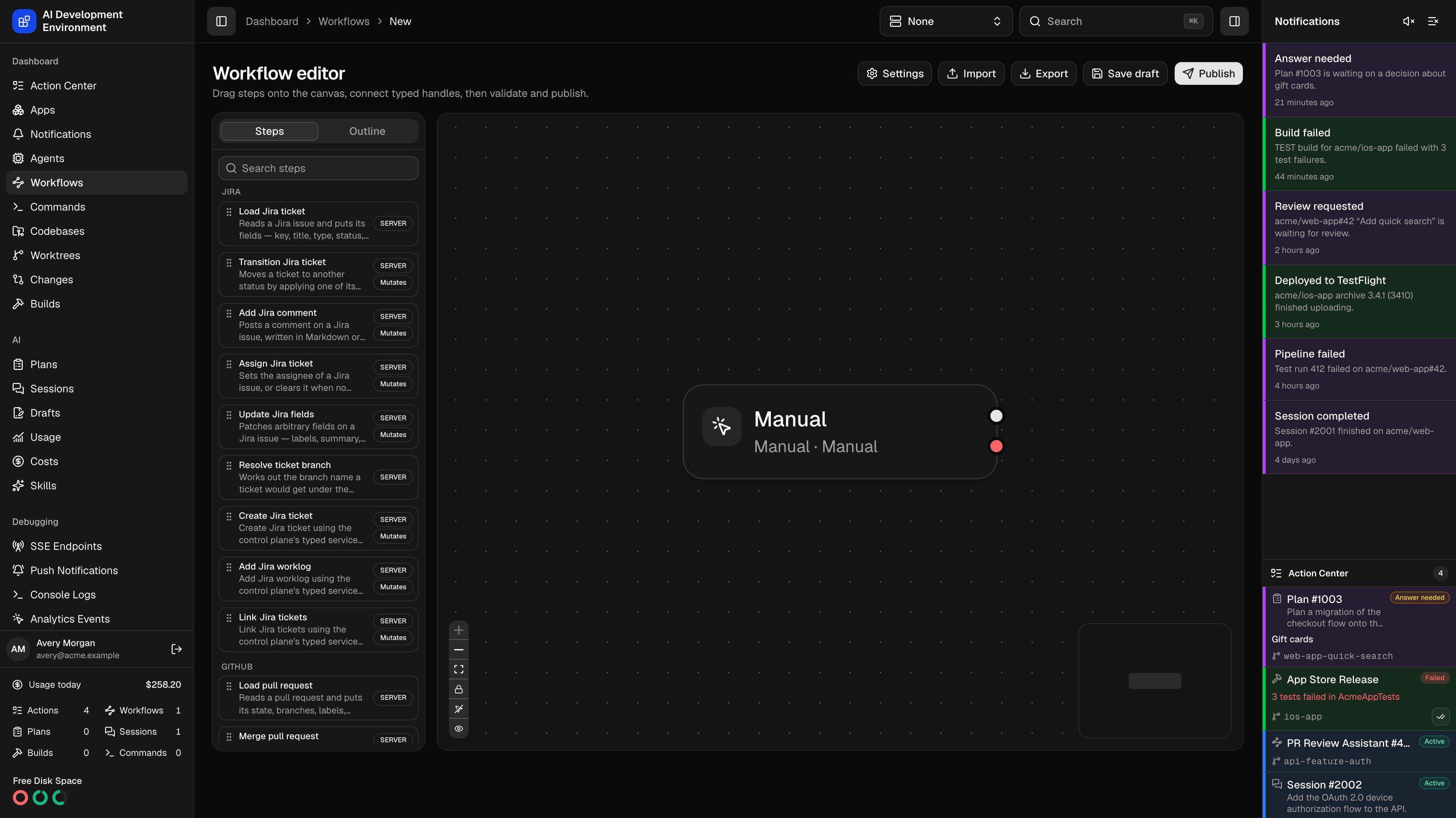 New workflow in dark theme