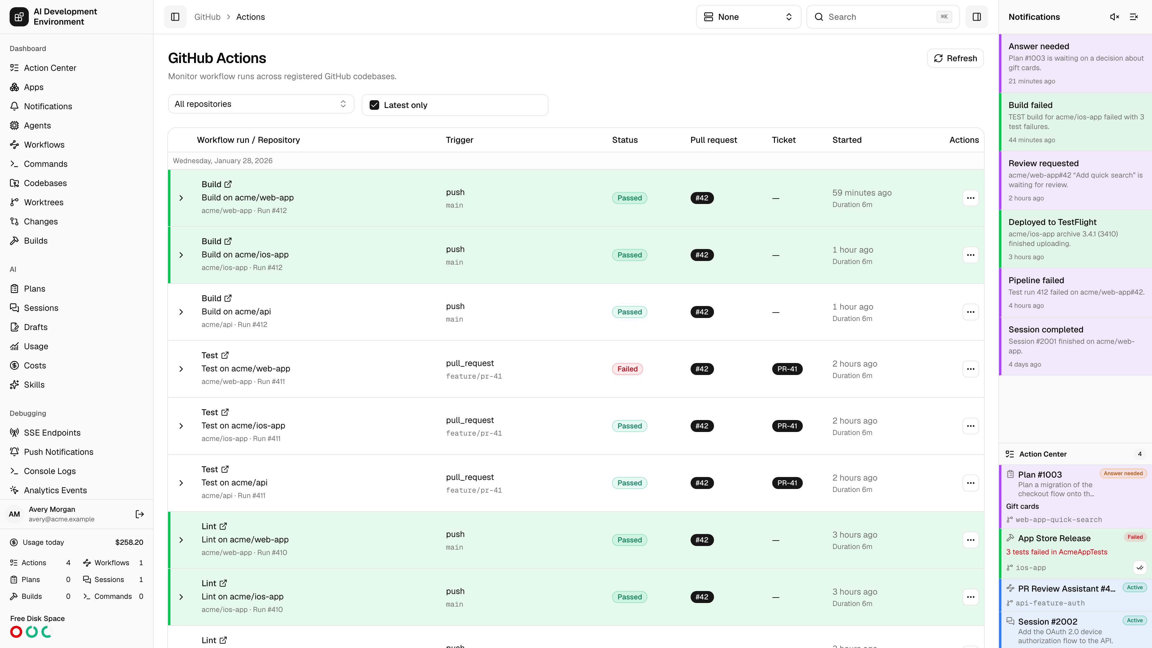 GitHub Actions in light theme
