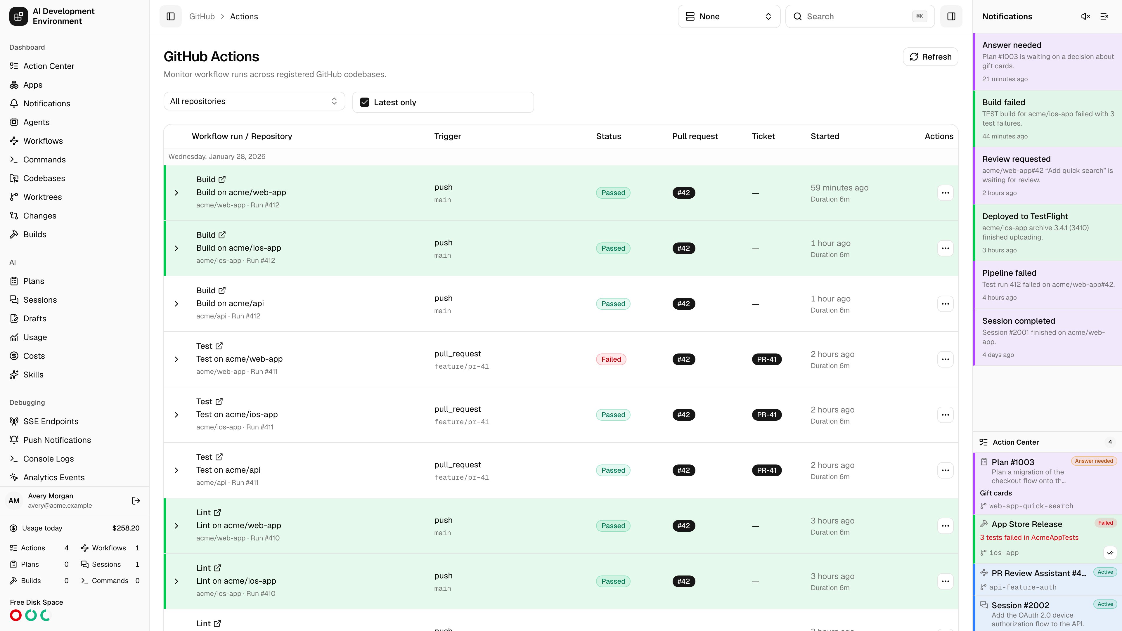 GitHub Actions in light theme