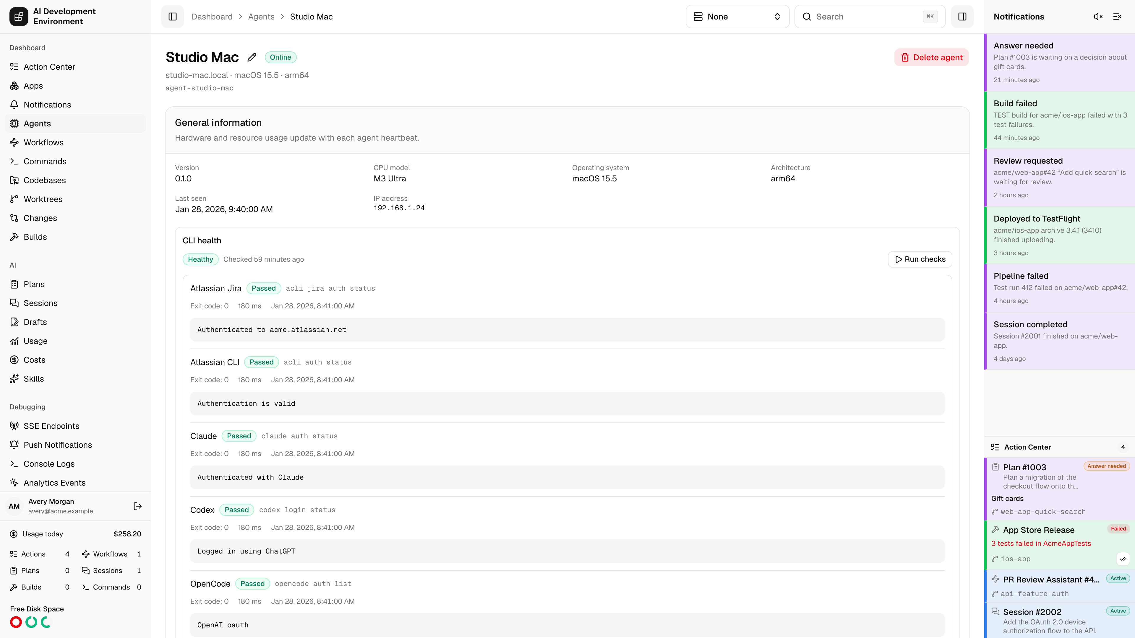 Agent details page in light theme