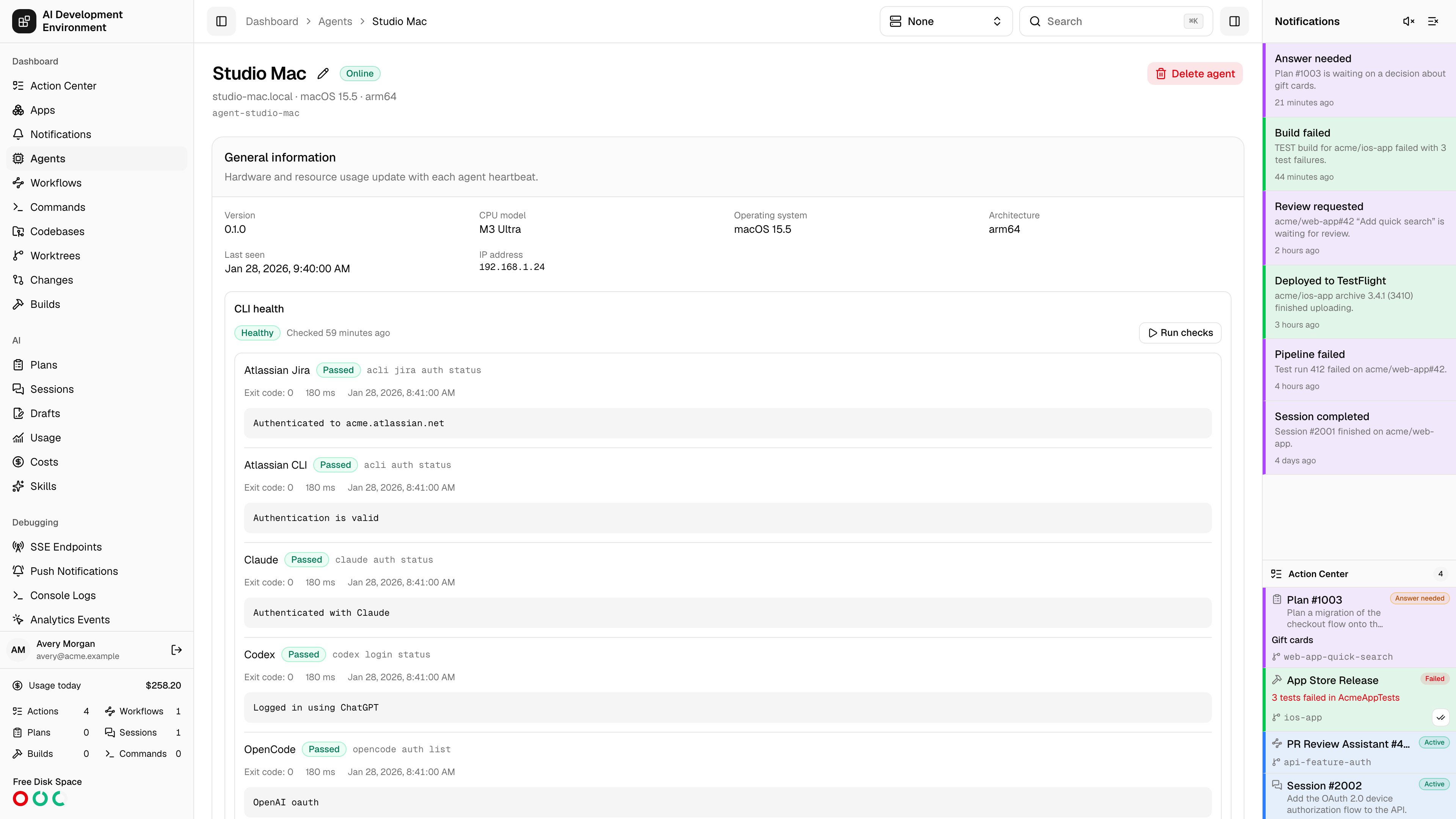 Agent details page in light theme