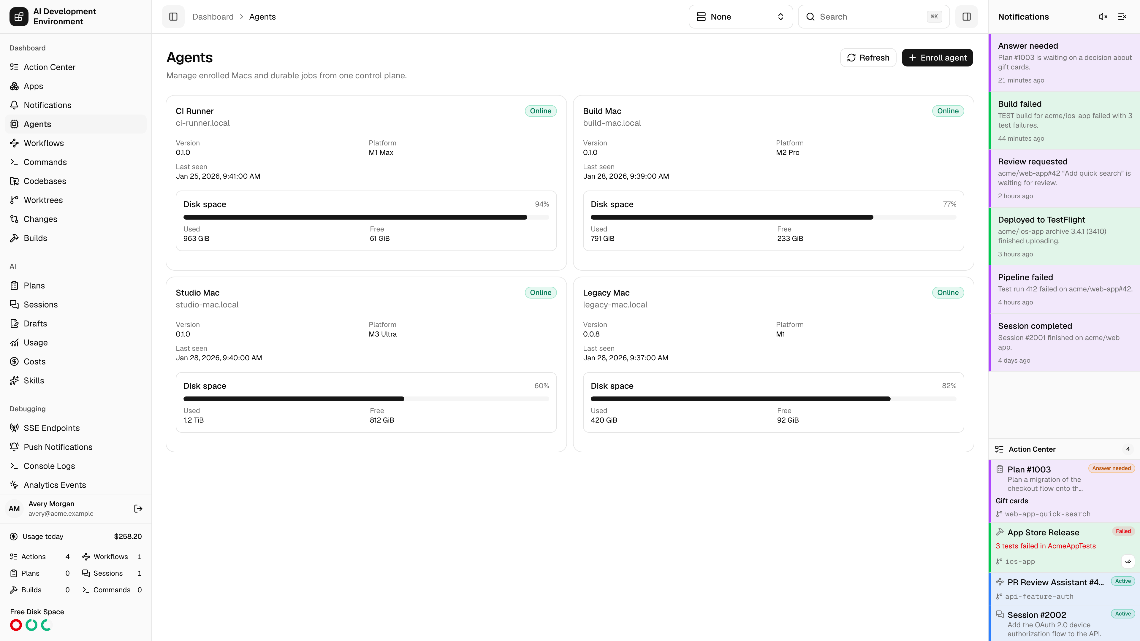 Agents in light theme