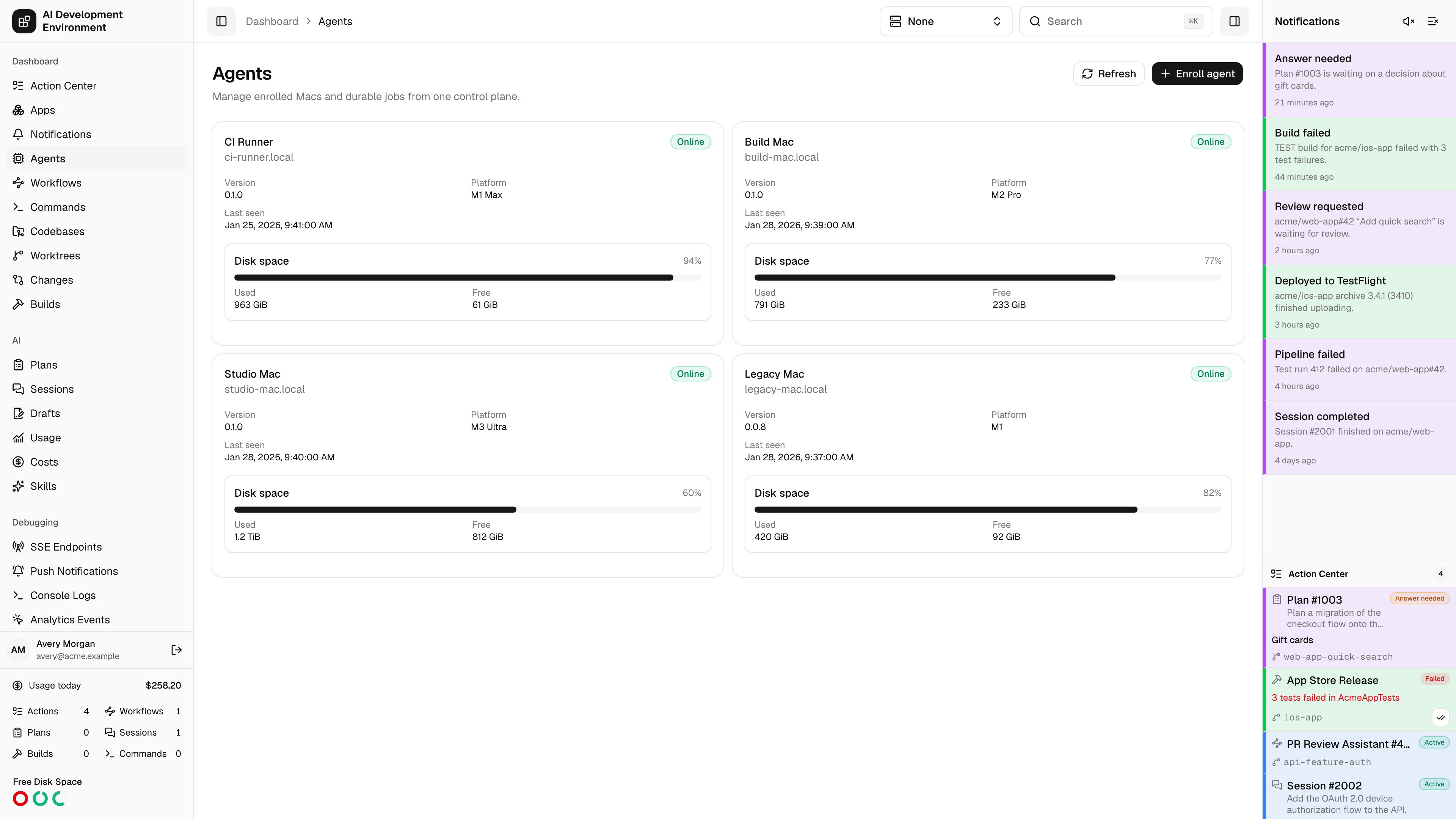 Agents in light theme