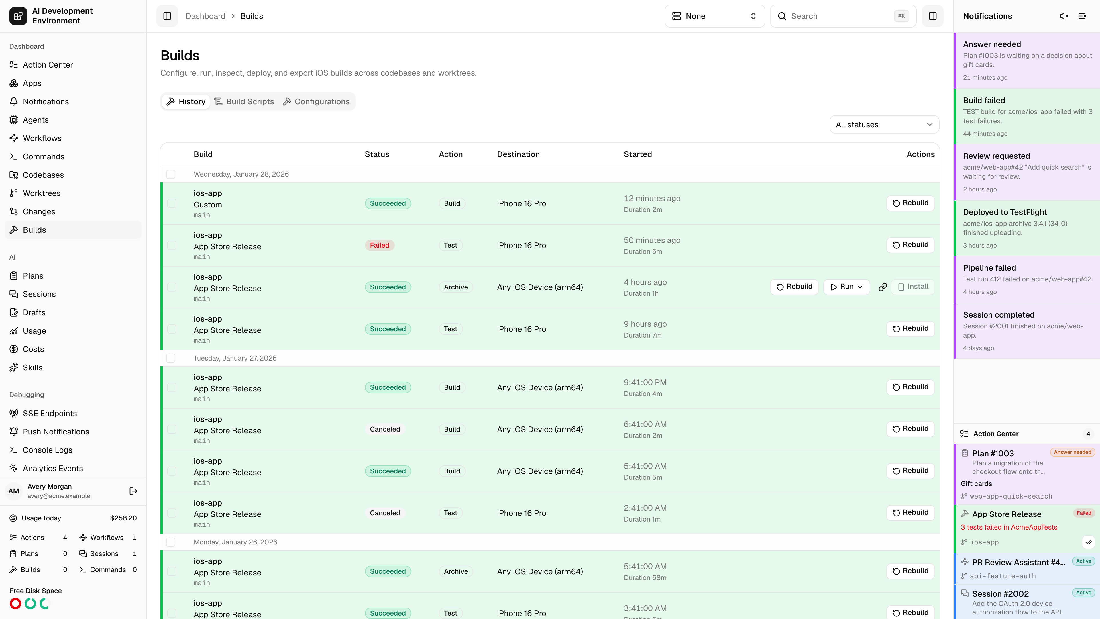 Builds in light theme