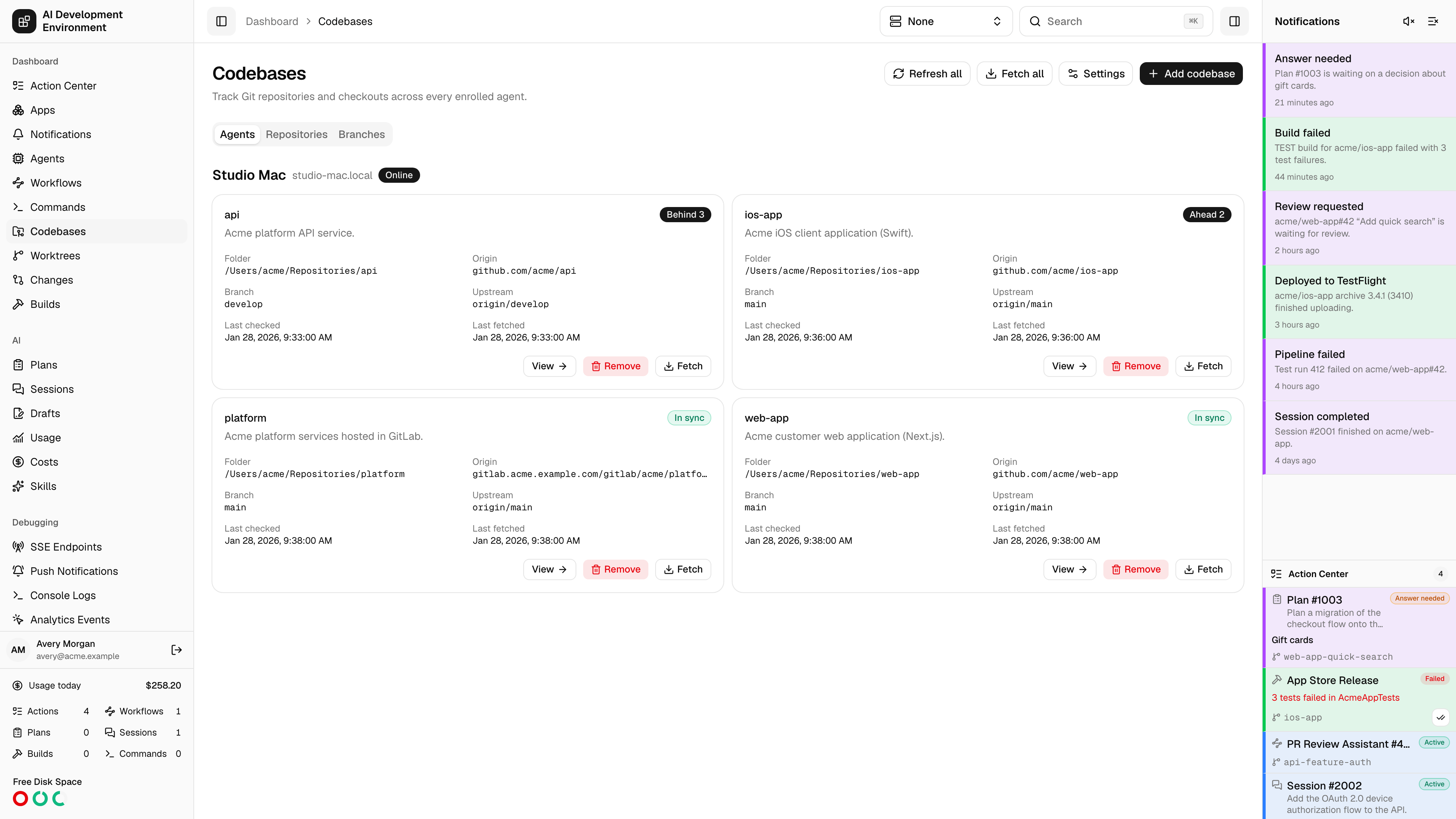 Codebases in light theme