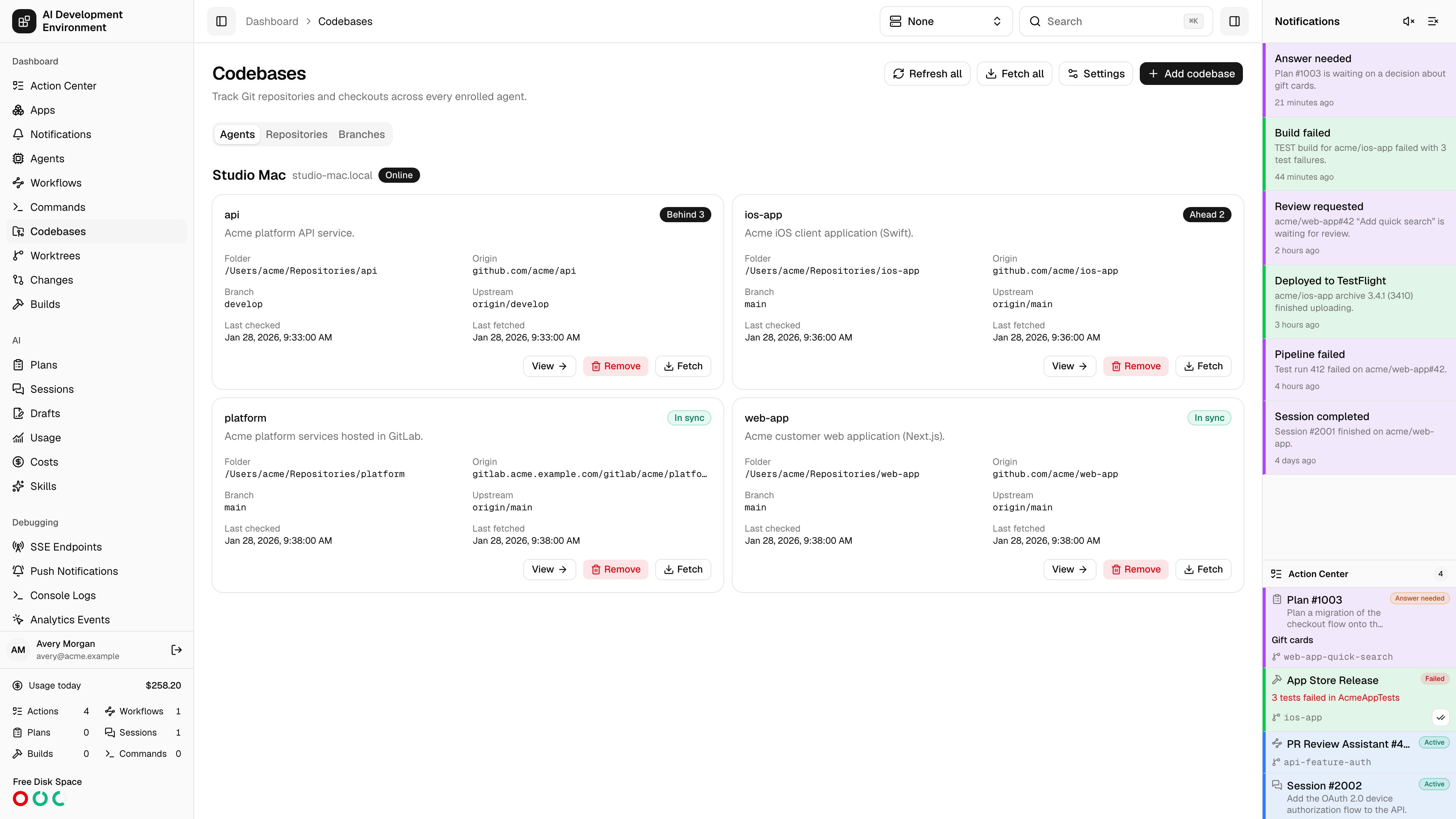 Codebases in light theme