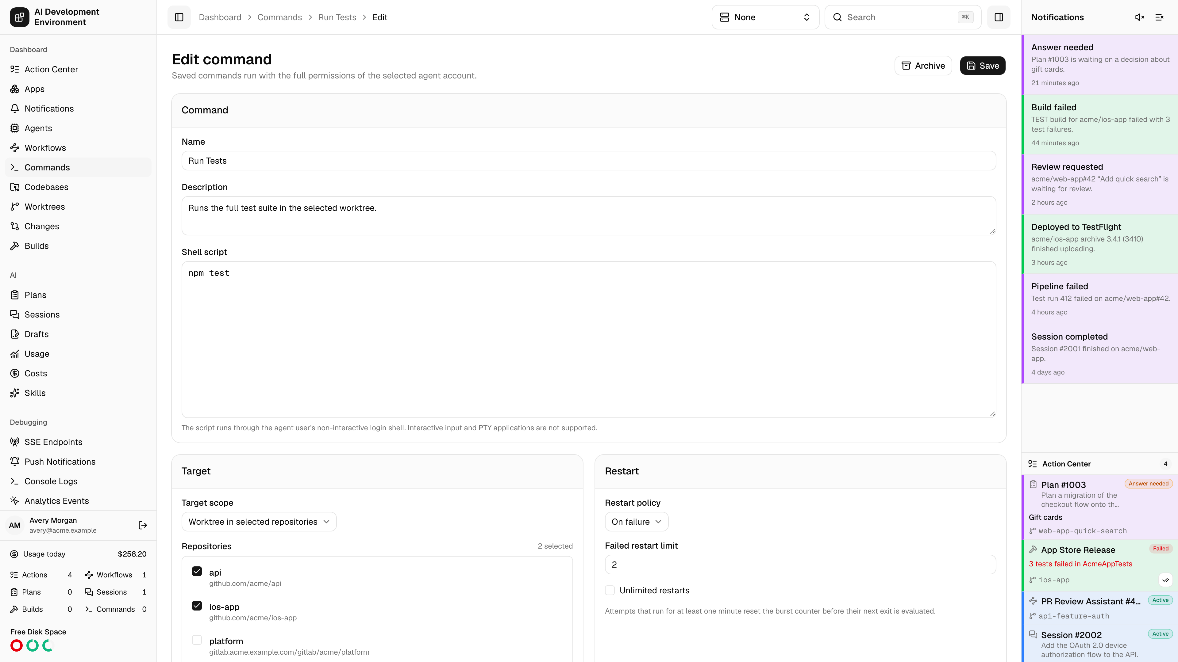 Edit command editor in light theme