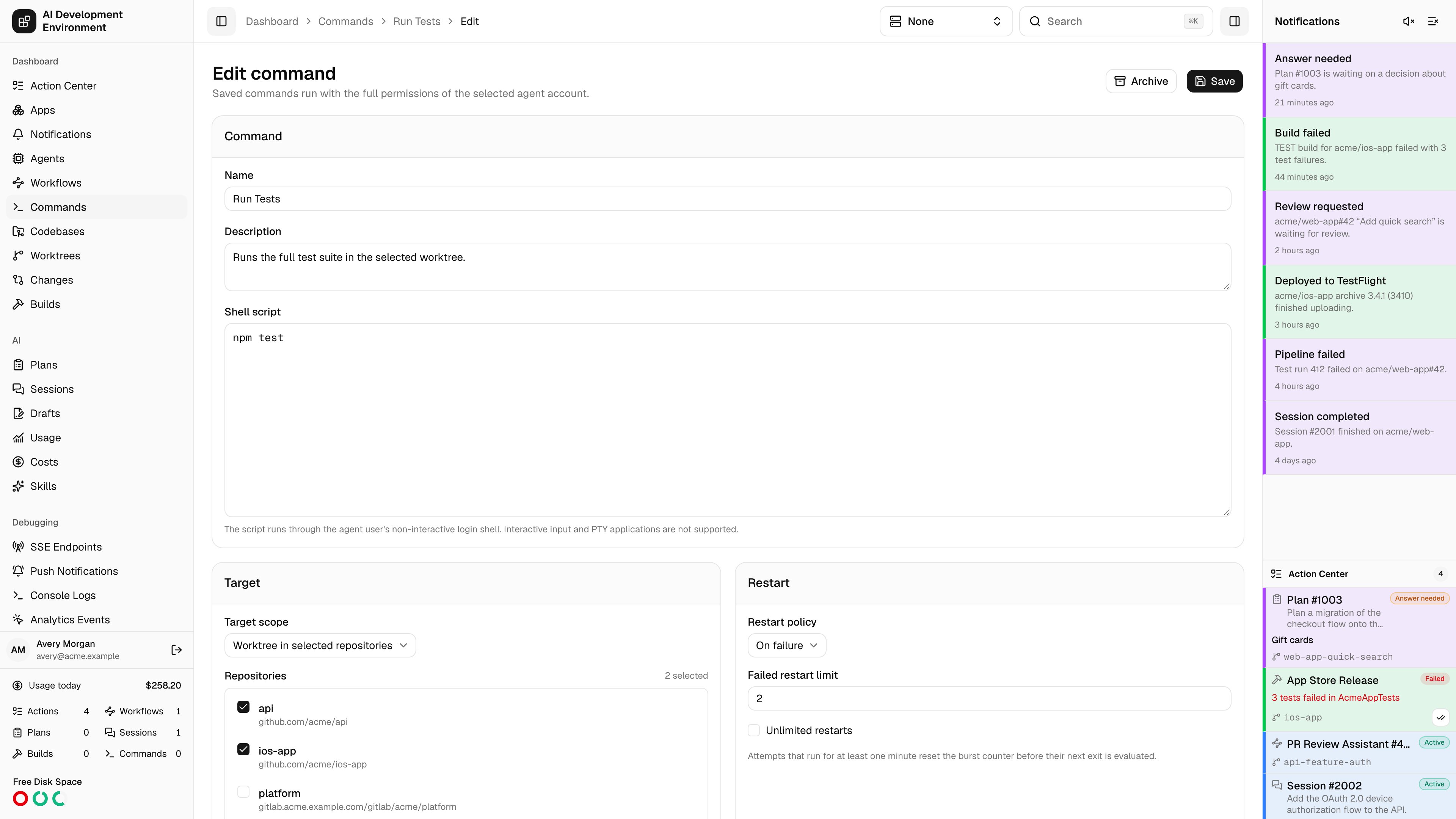 Edit command editor in light theme