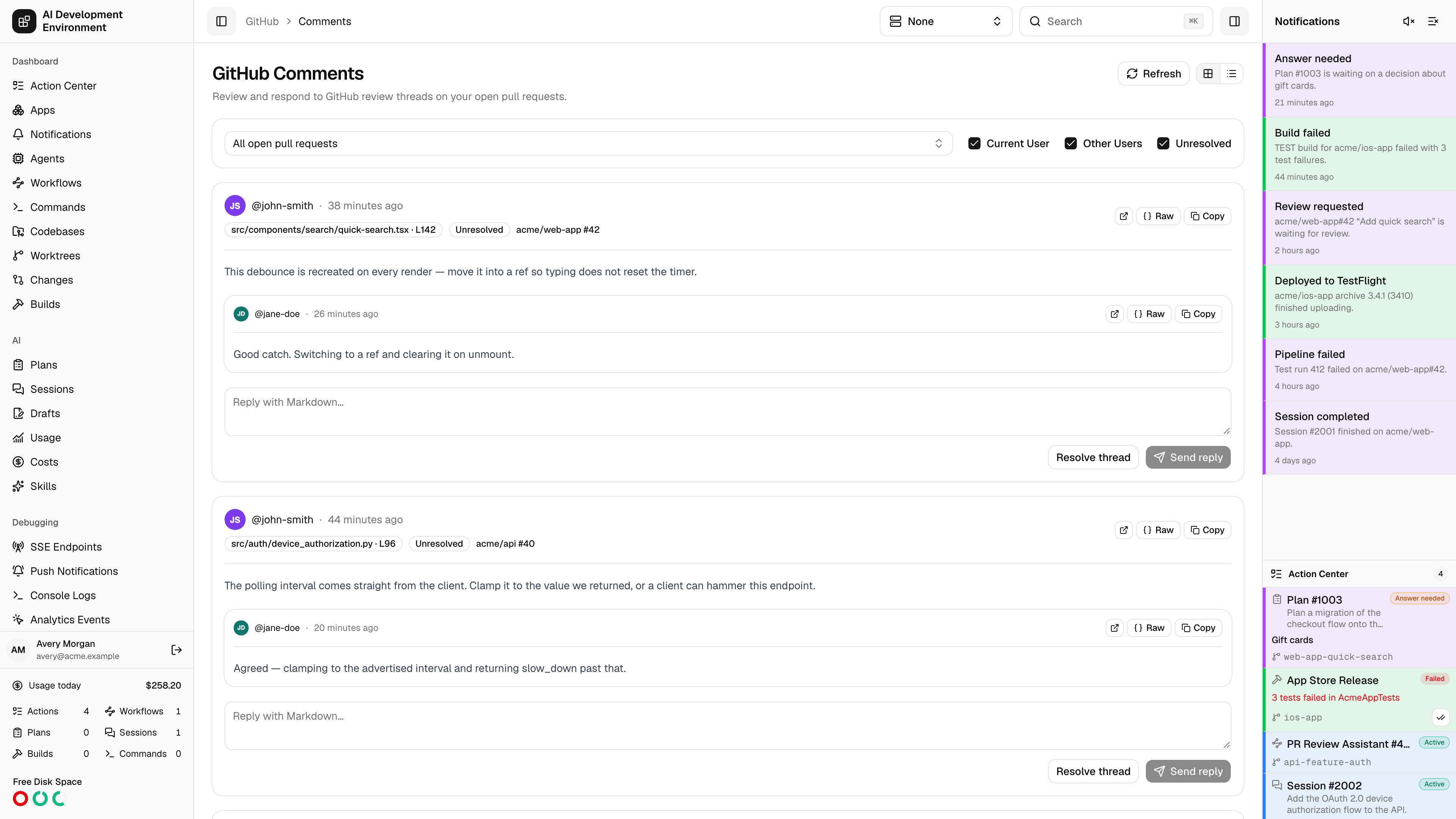 Comments in light theme