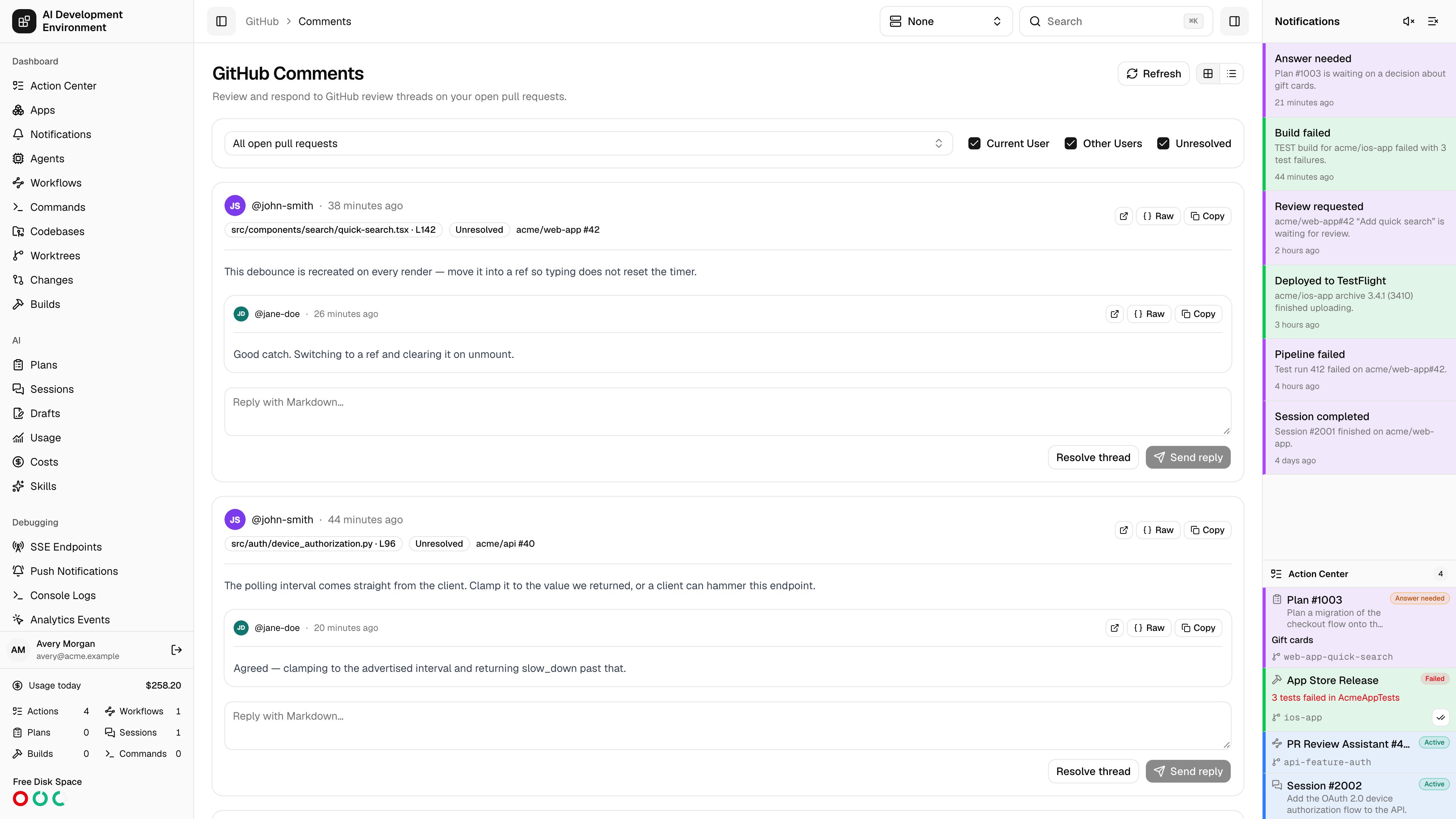 Comments in light theme