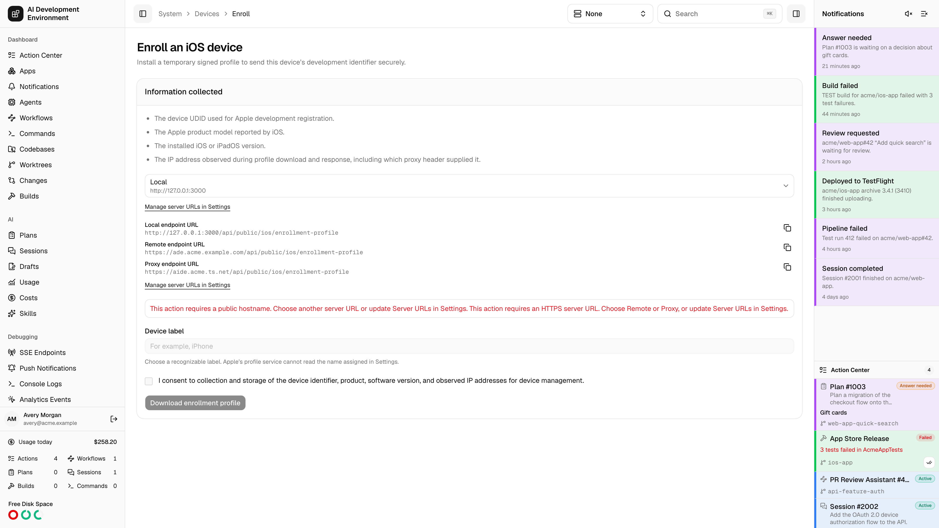 Enroll device in light theme