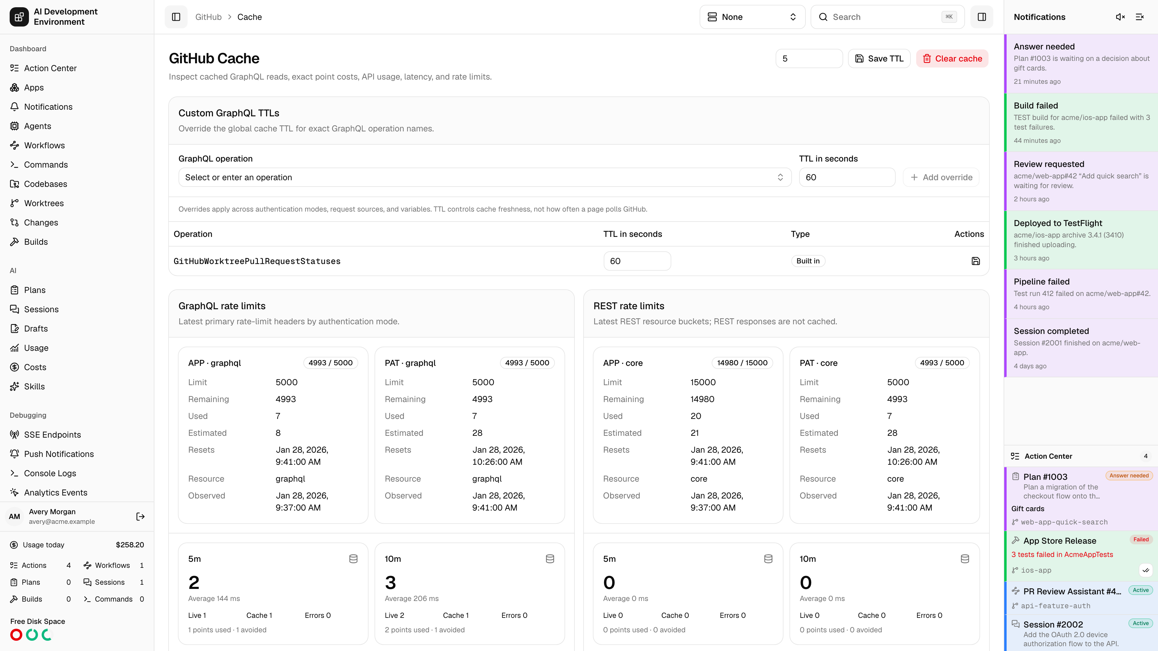 GitHub Cache in light theme