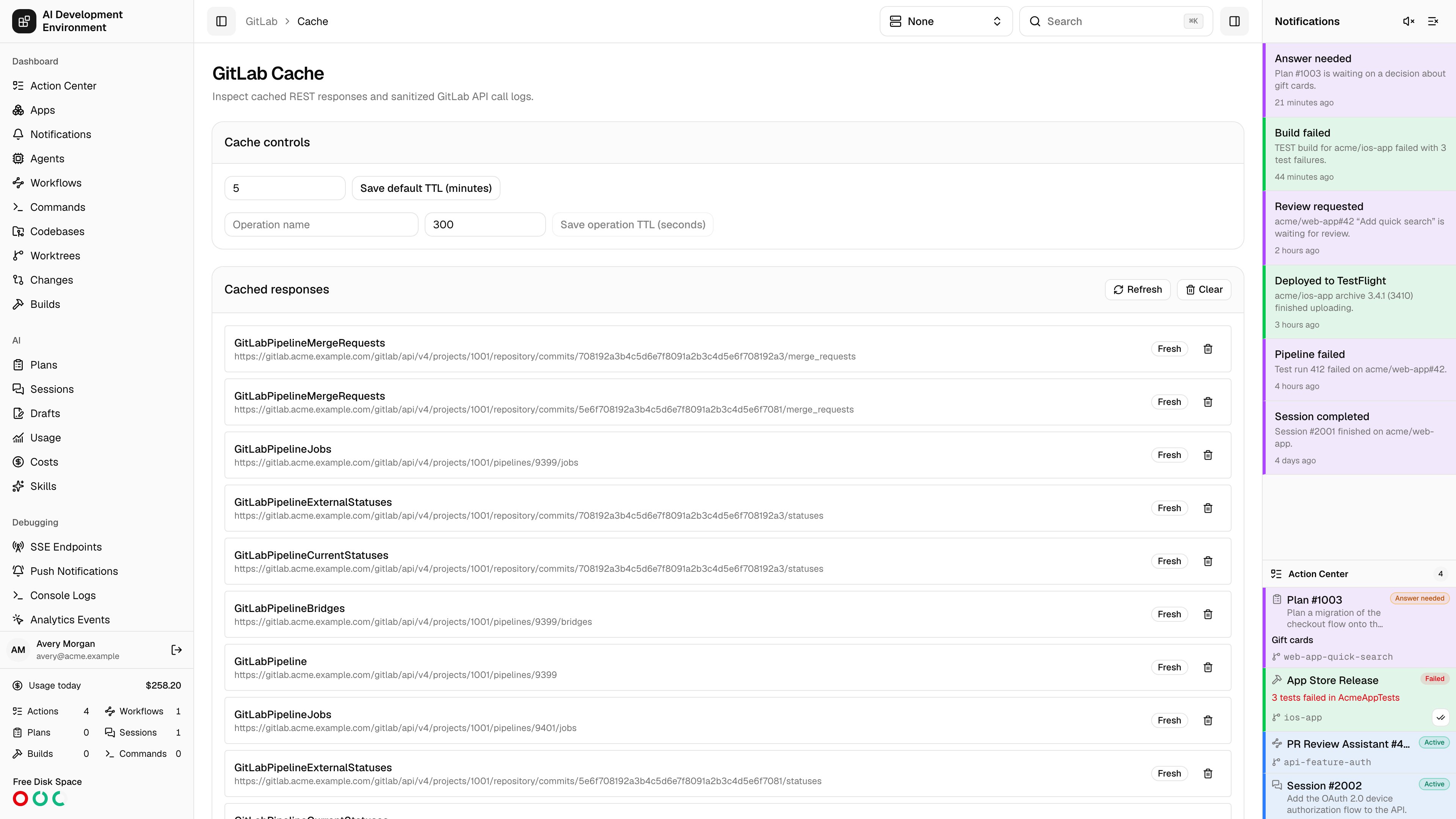 GitLab Cache in light theme