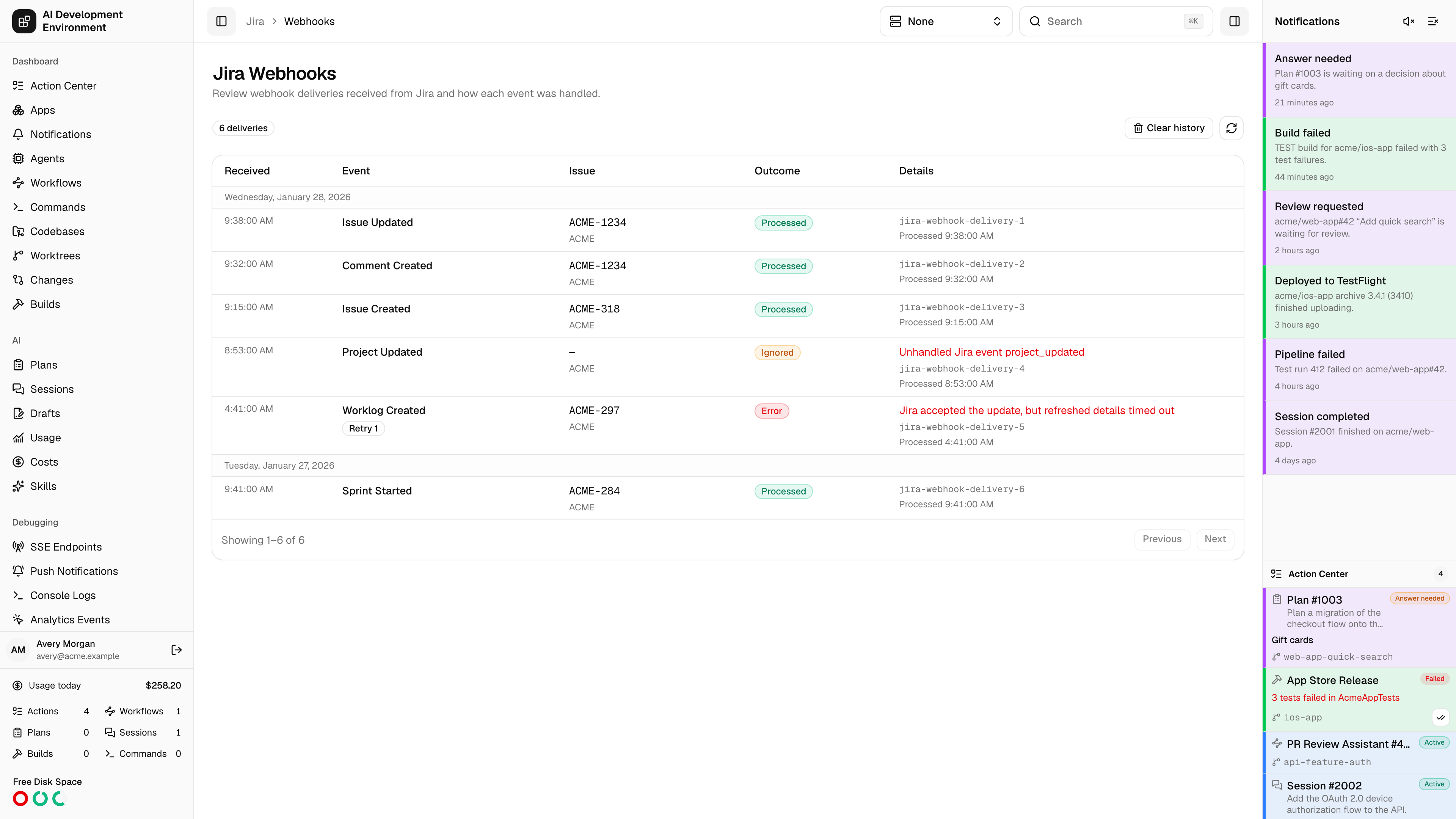 Jira Webhooks in light theme