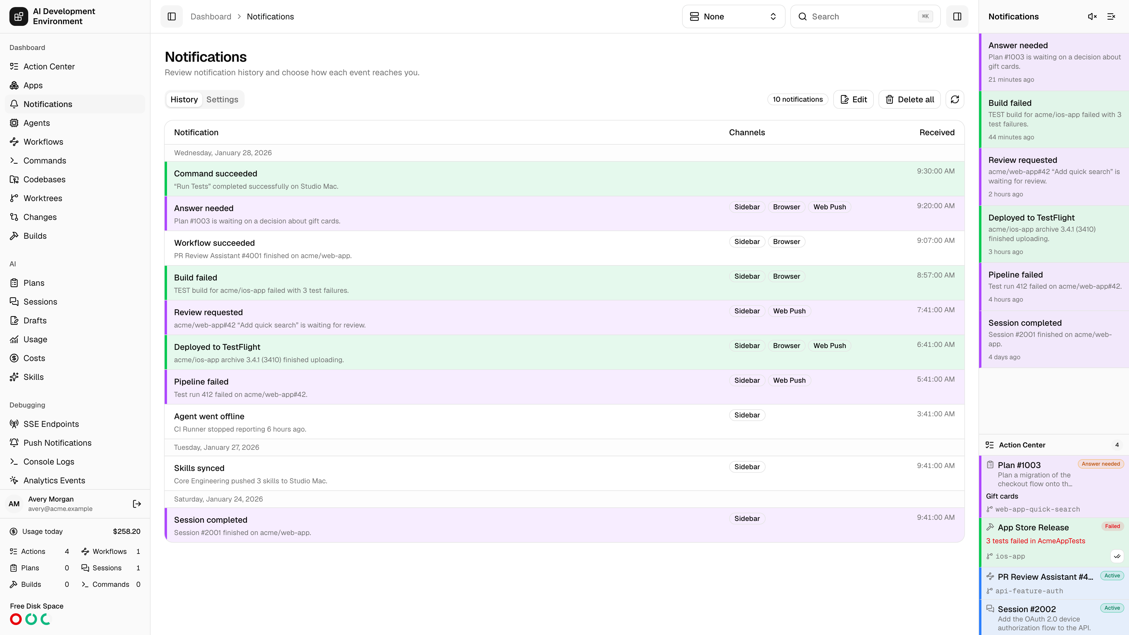 Notifications in light theme
