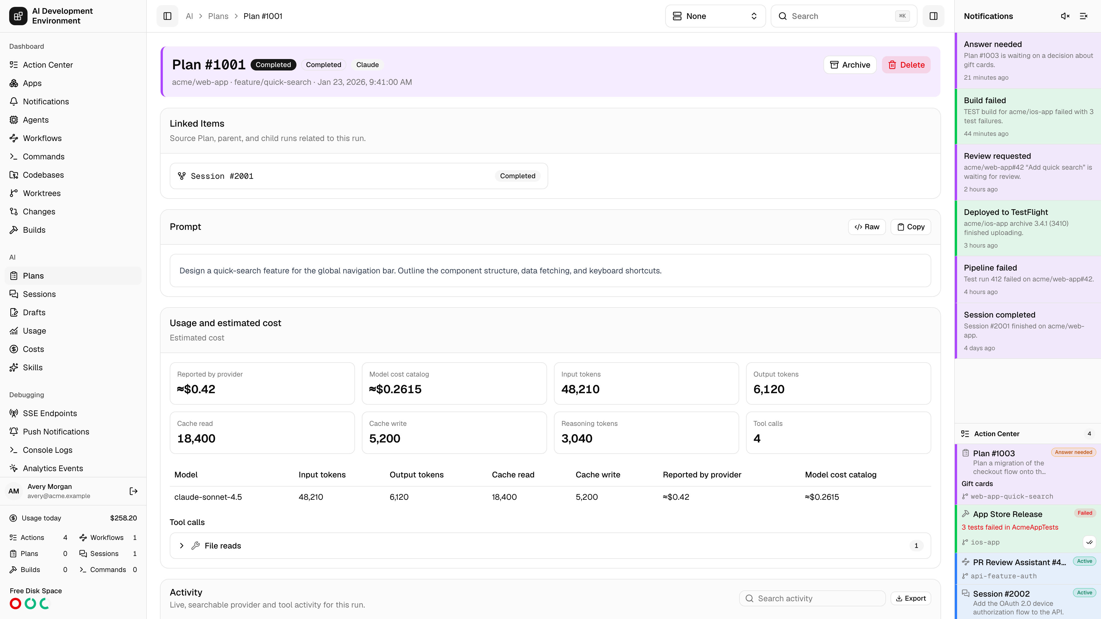 Plan details in light theme