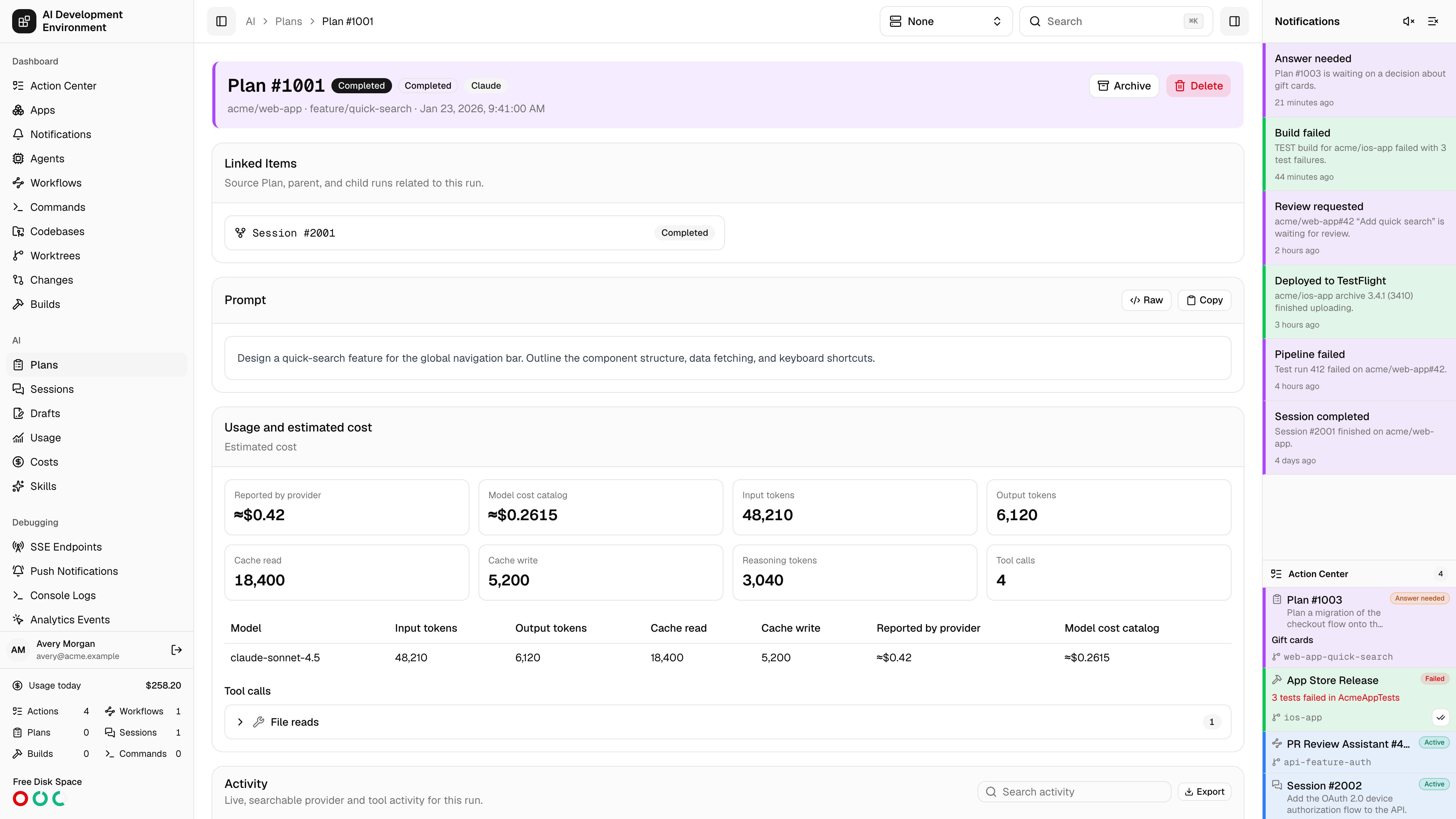 Plan details in light theme