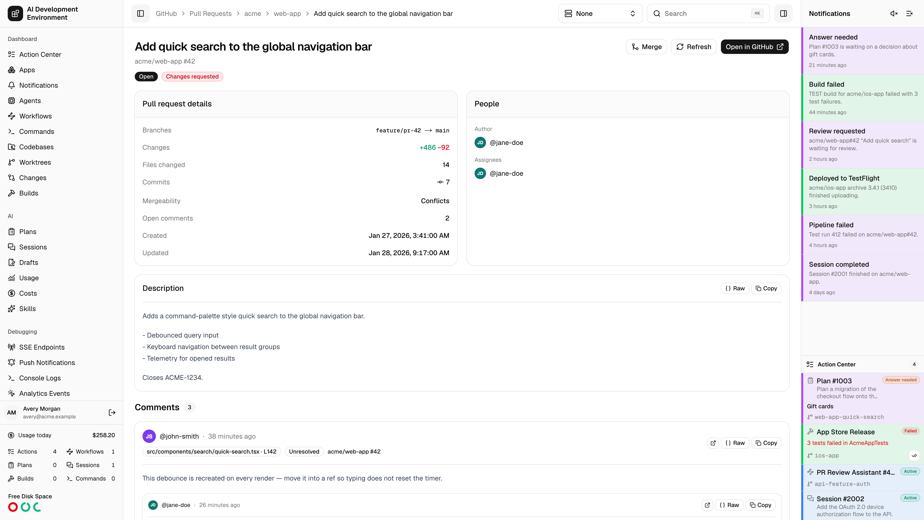 Pull request details in light theme