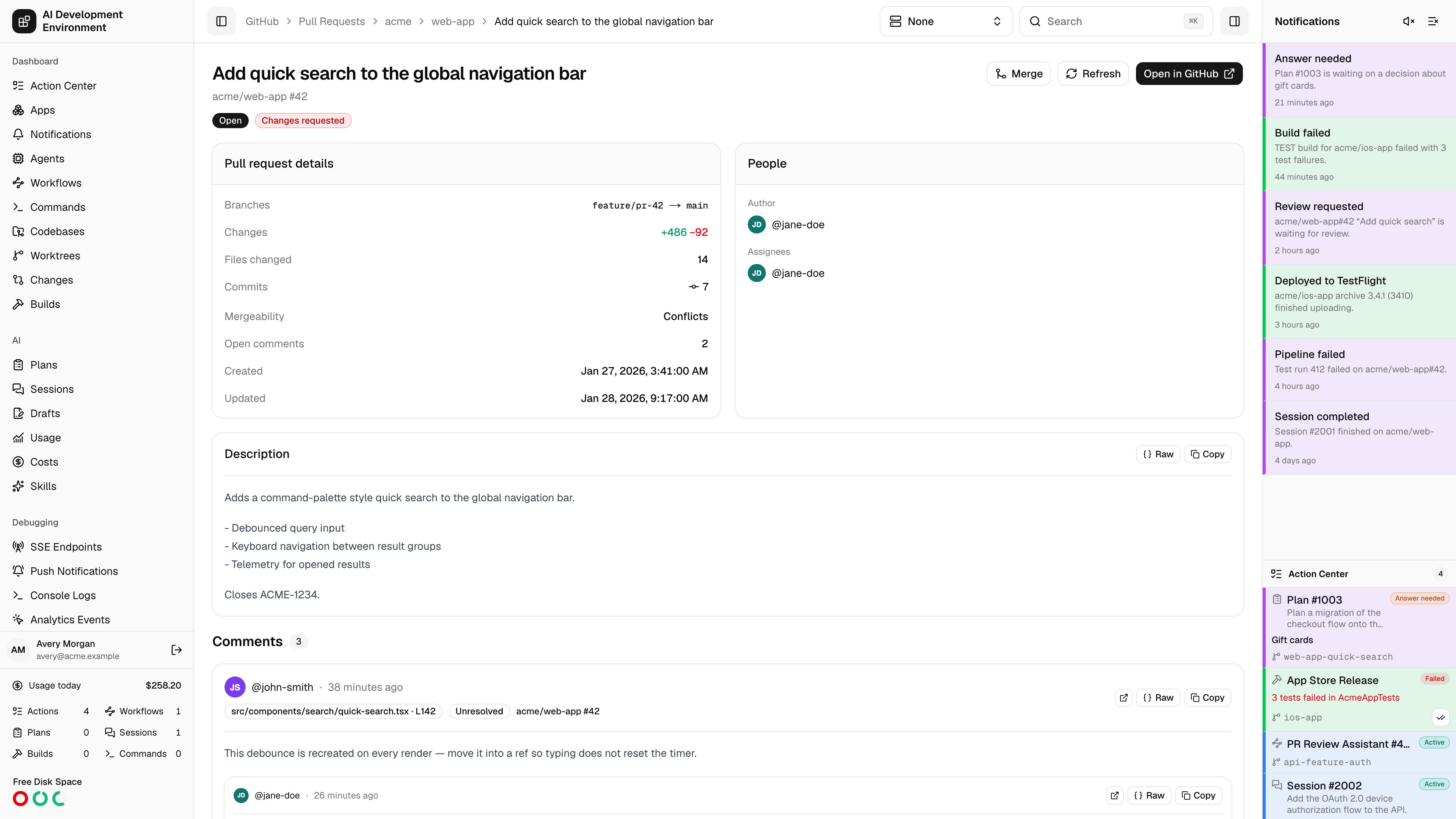 Pull request details in light theme