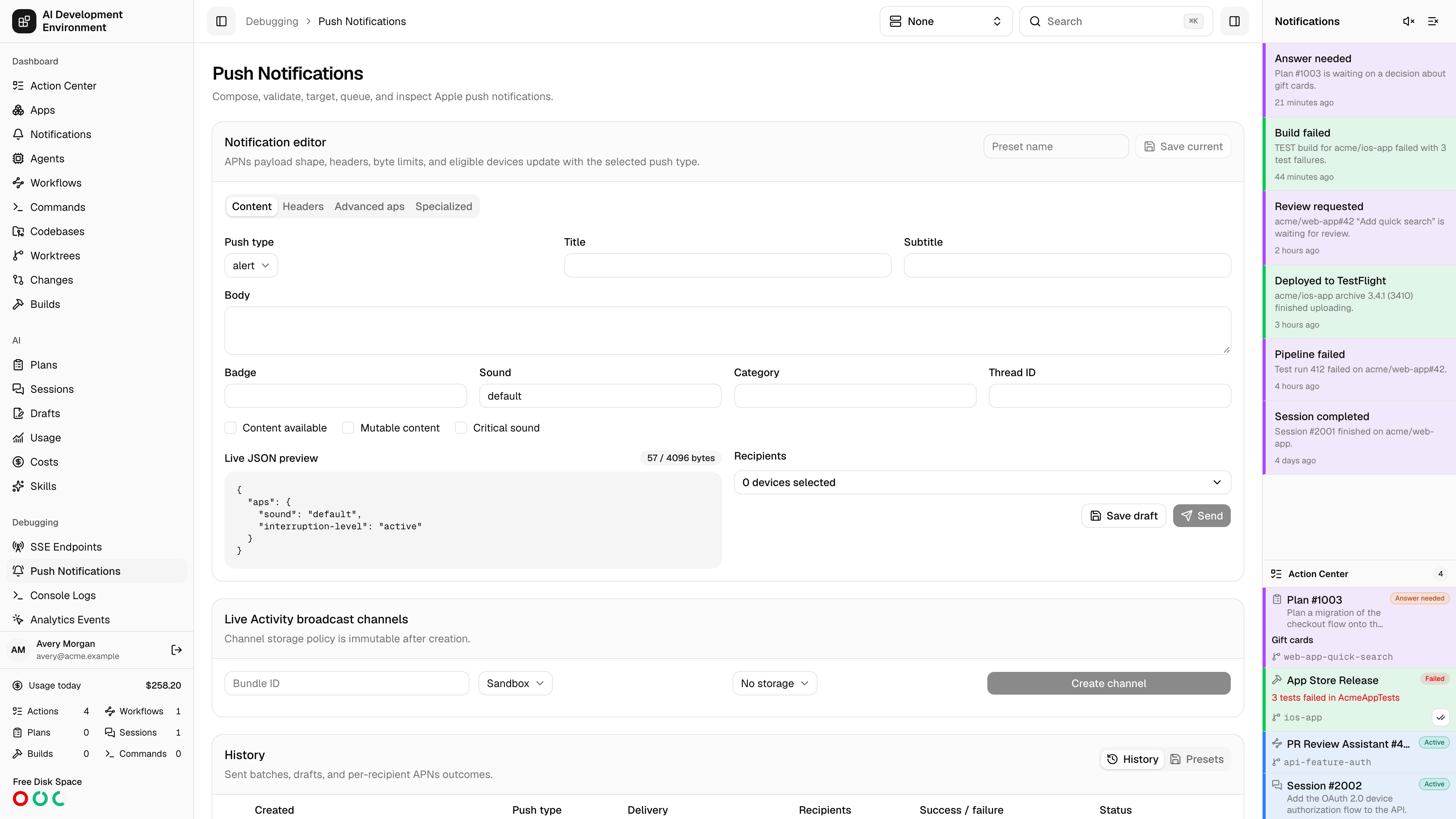 Push Notifications in light theme
