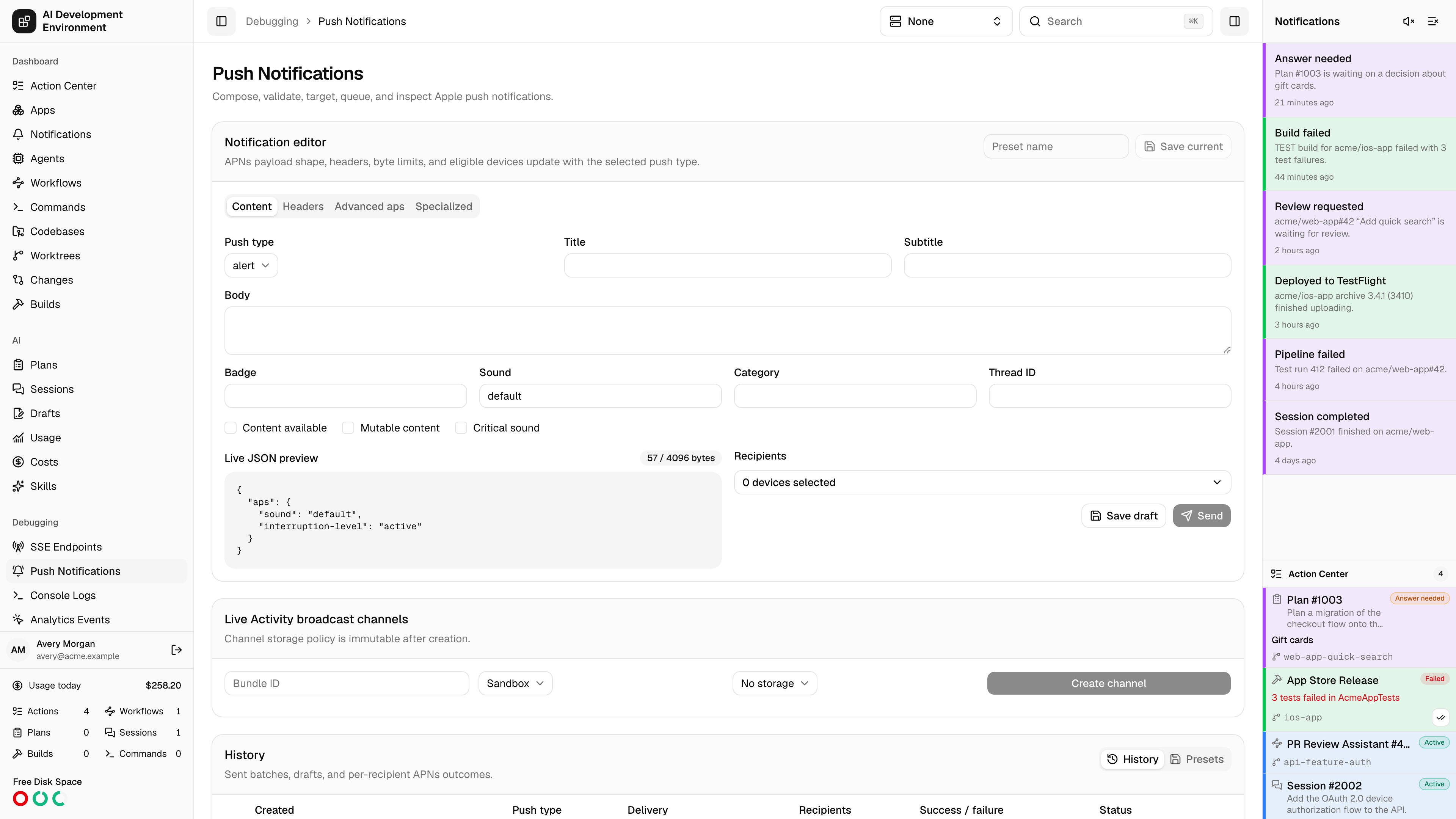 Push Notifications in light theme