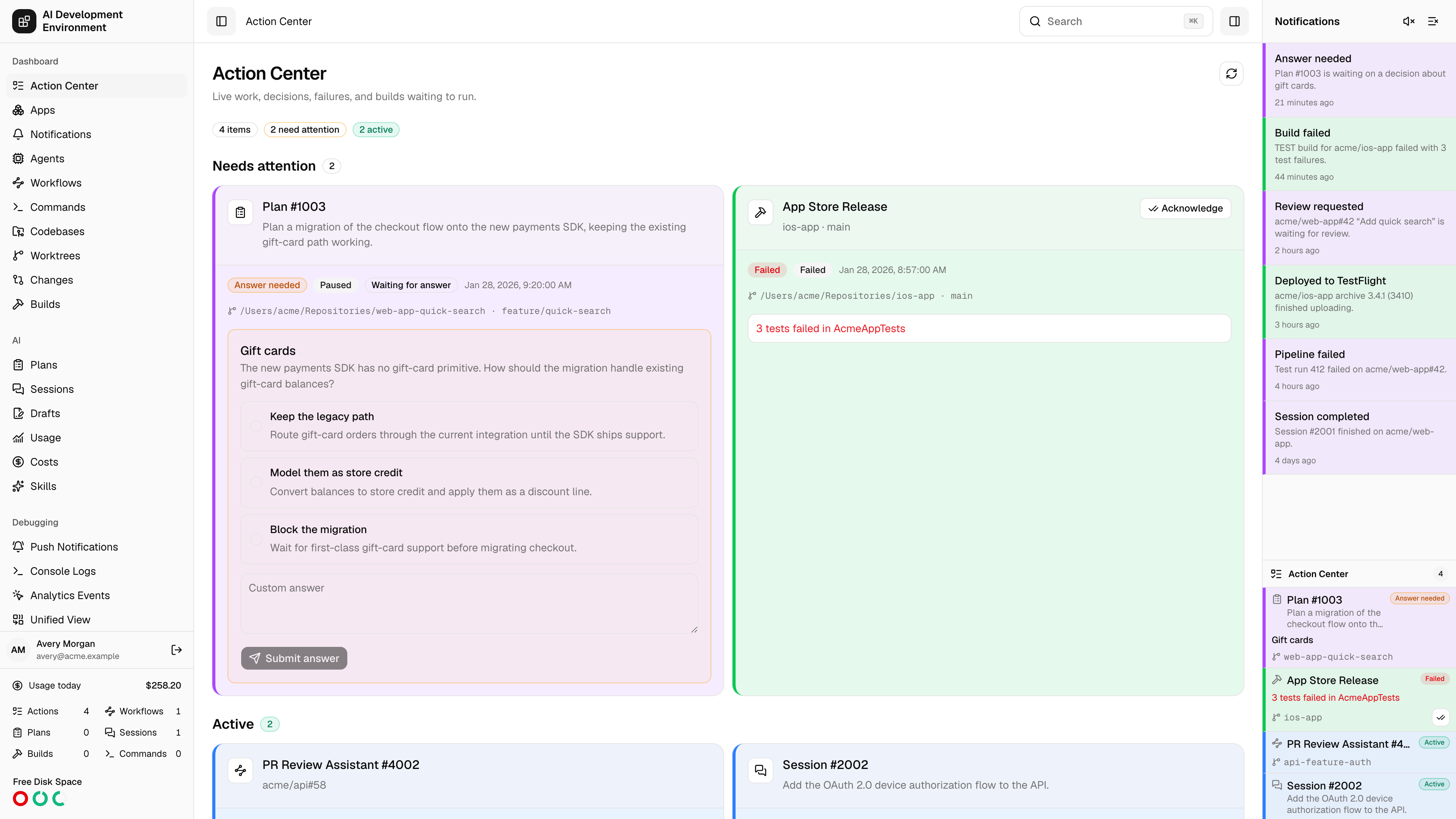 Action Center in light theme