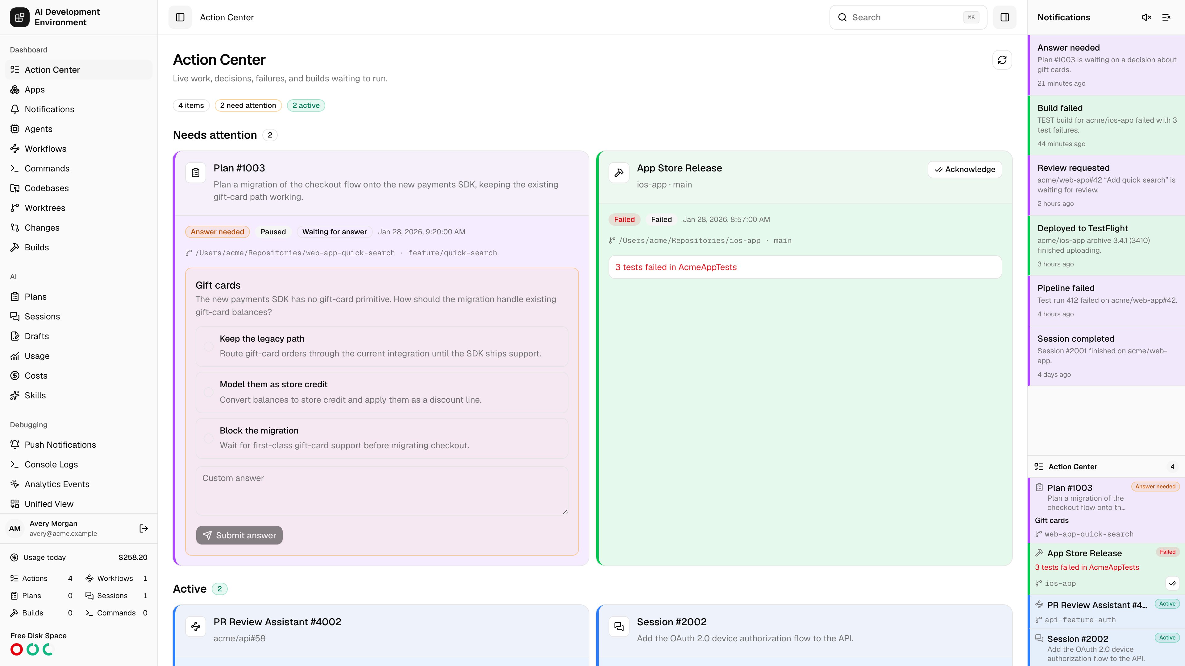 Action Center in light theme
