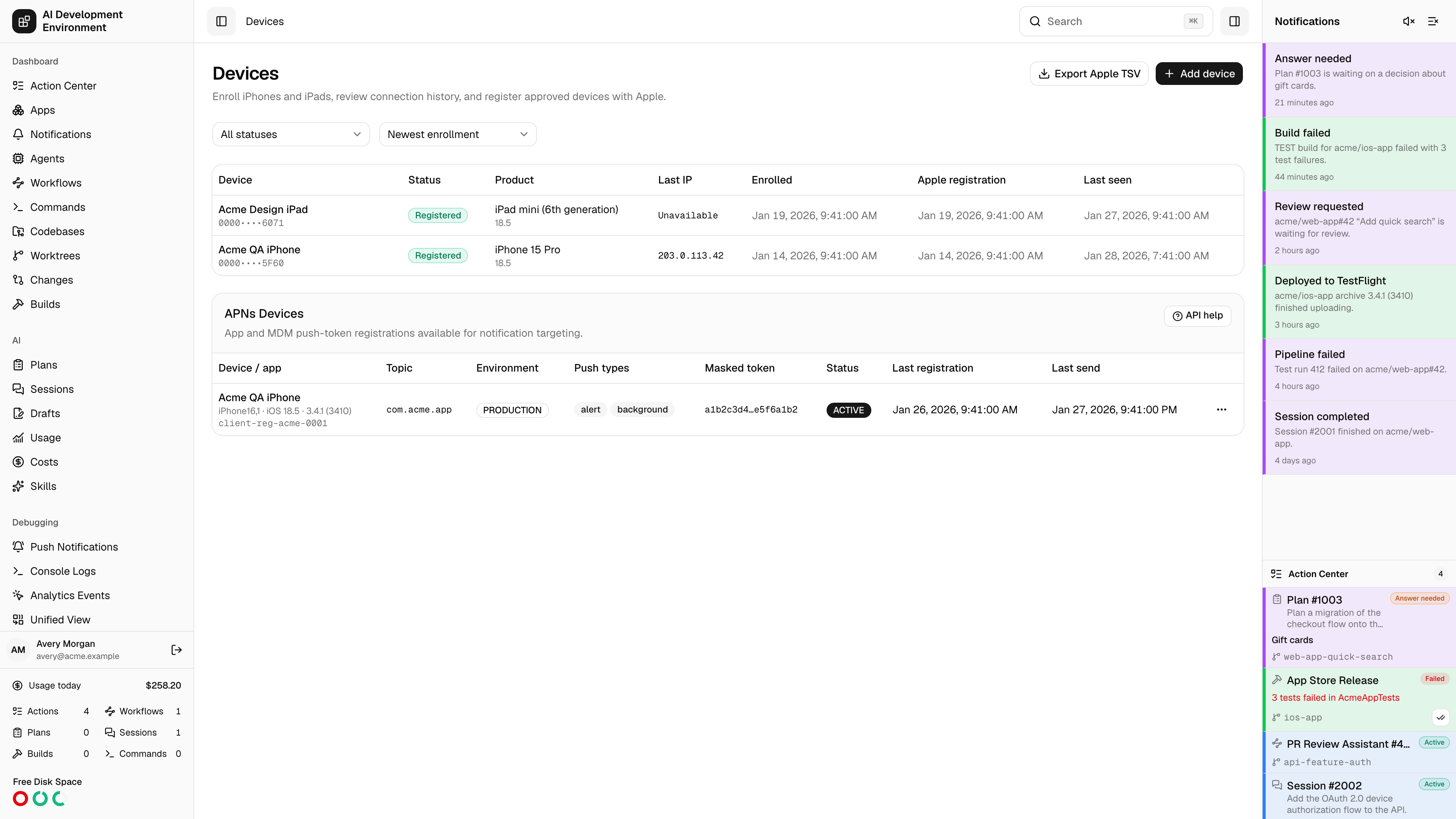 Devices in light theme