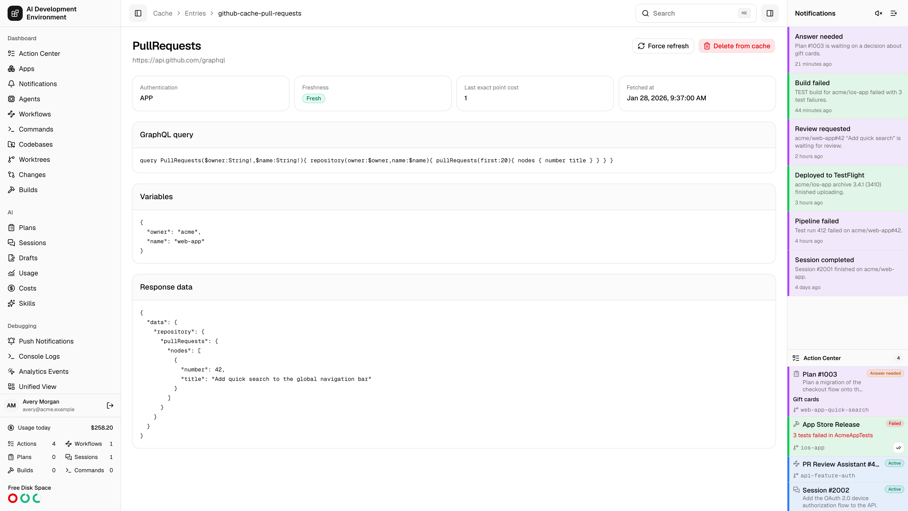 Cached GraphQL entry page in light theme