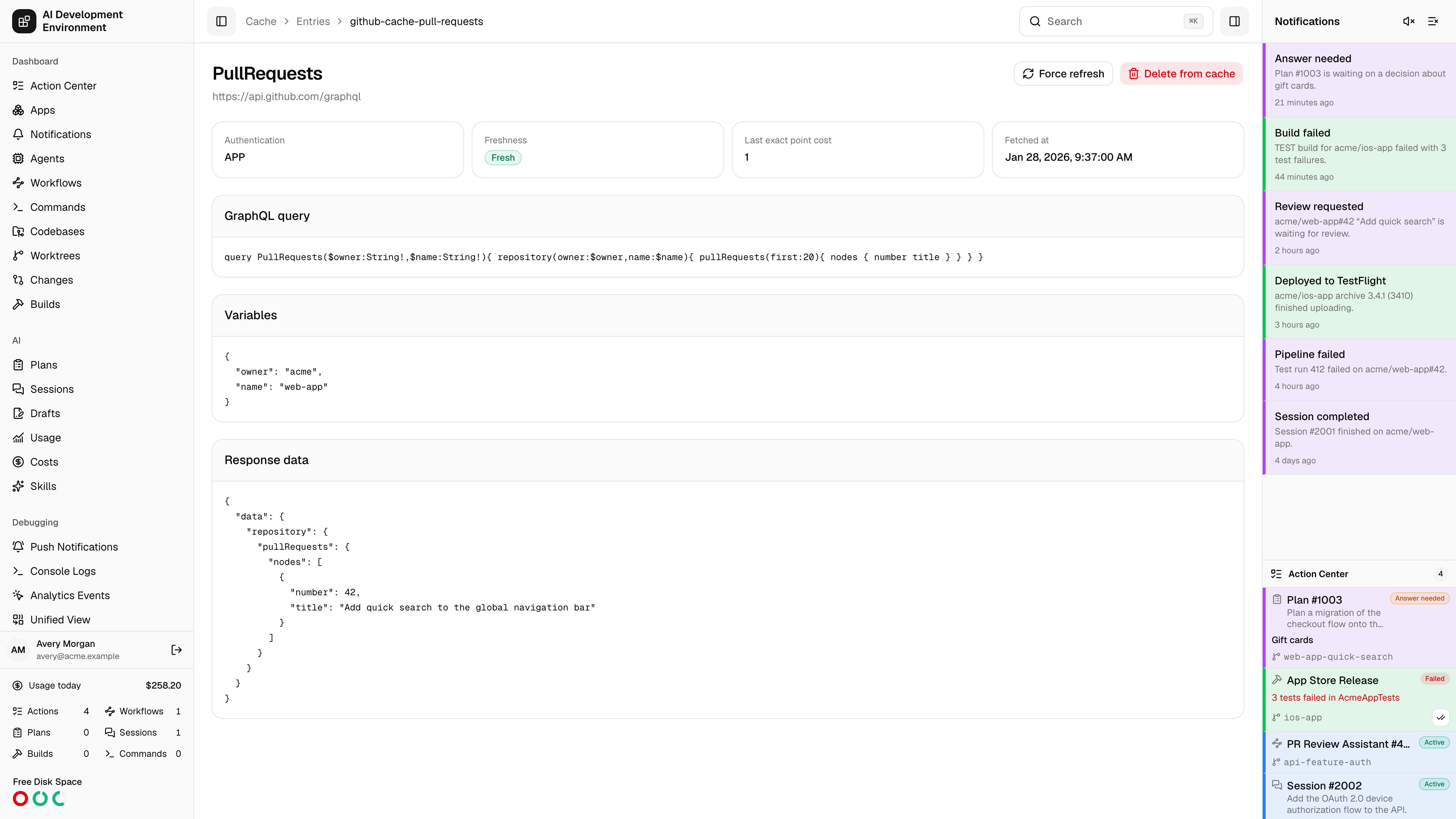 Cached GraphQL entry page in light theme