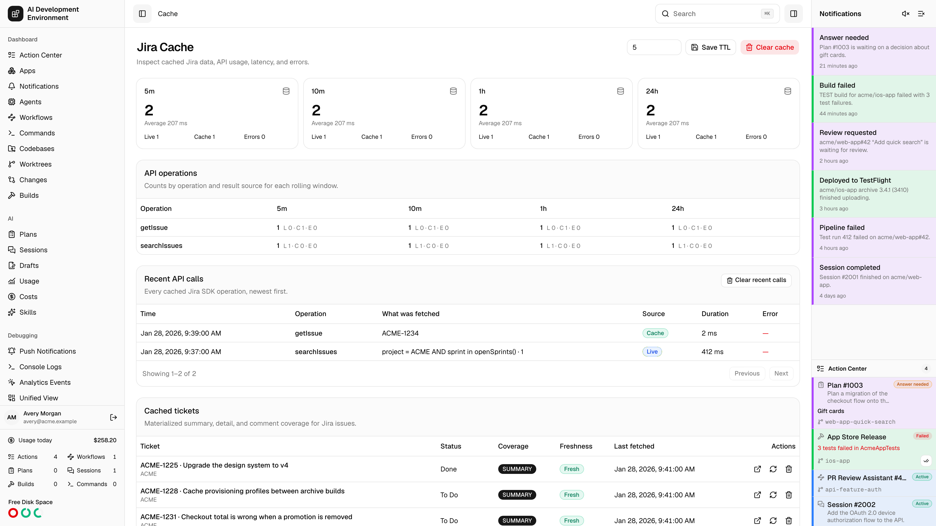 Jira Cache in light theme