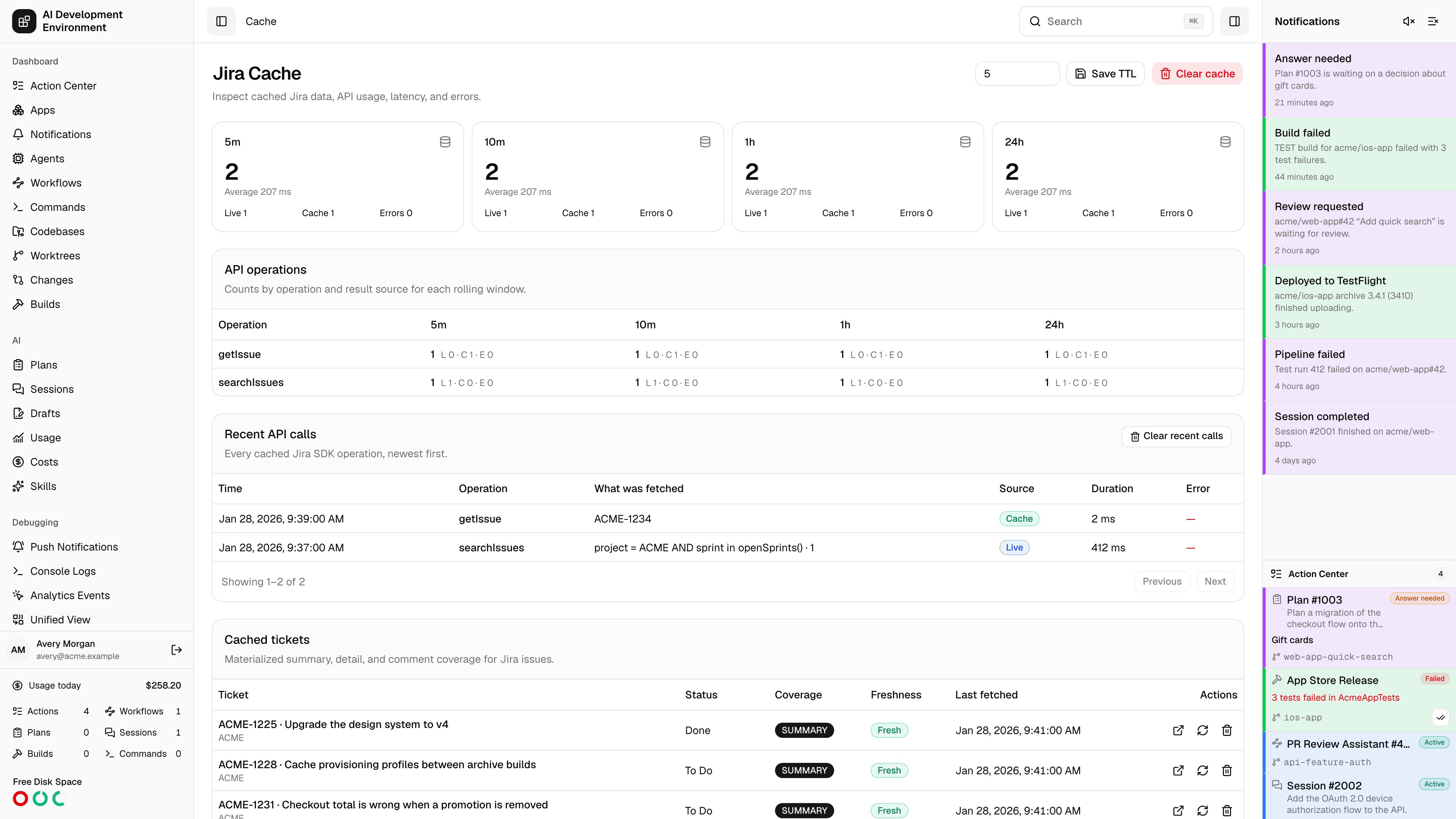 Jira Cache in light theme