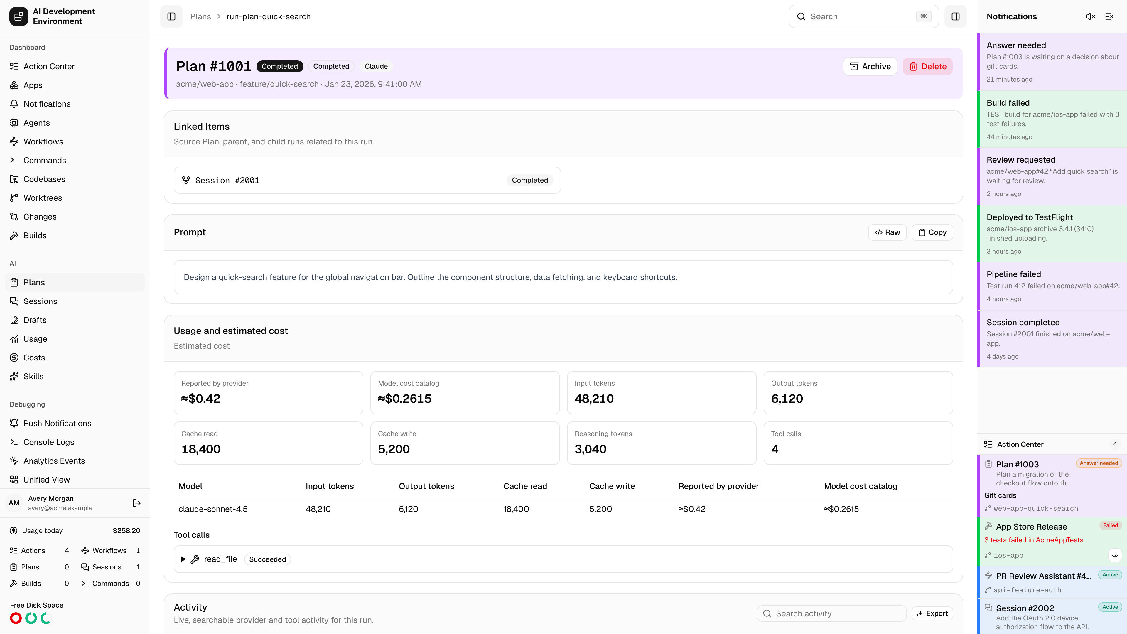 Plan details in light theme