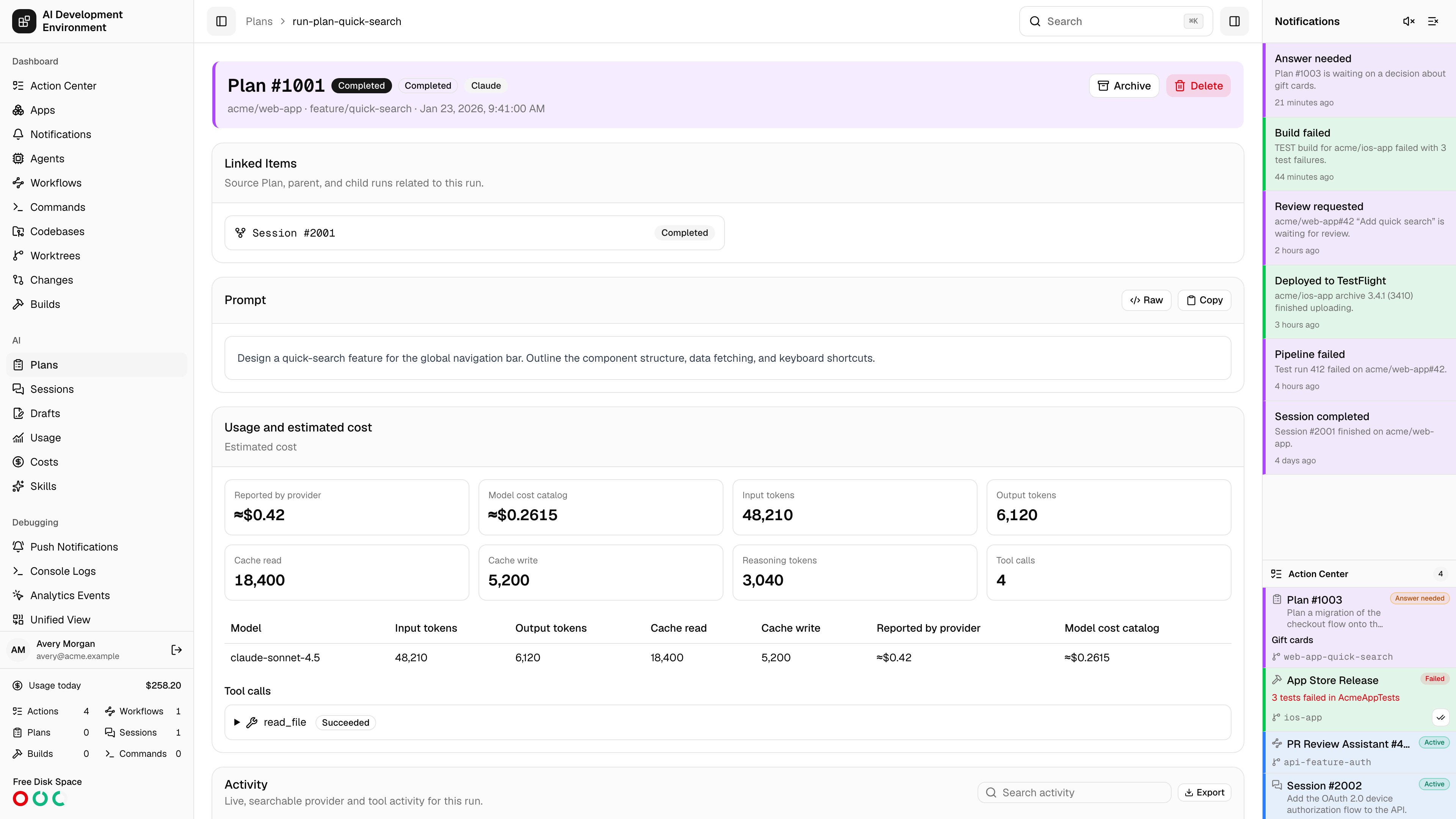 Plan details in light theme