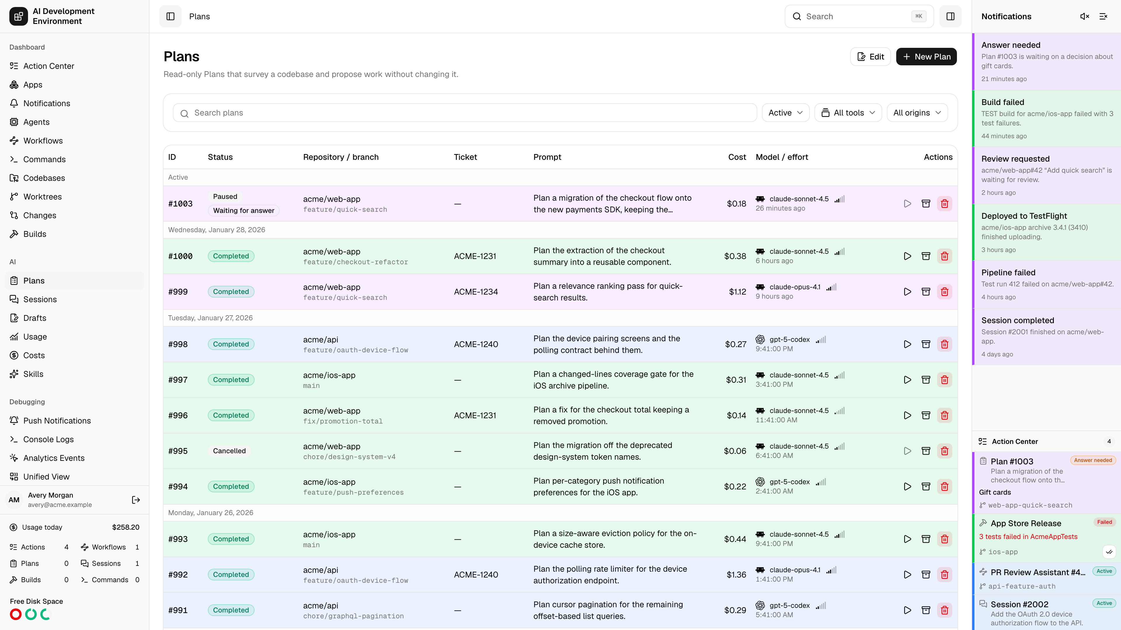 Plans in light theme