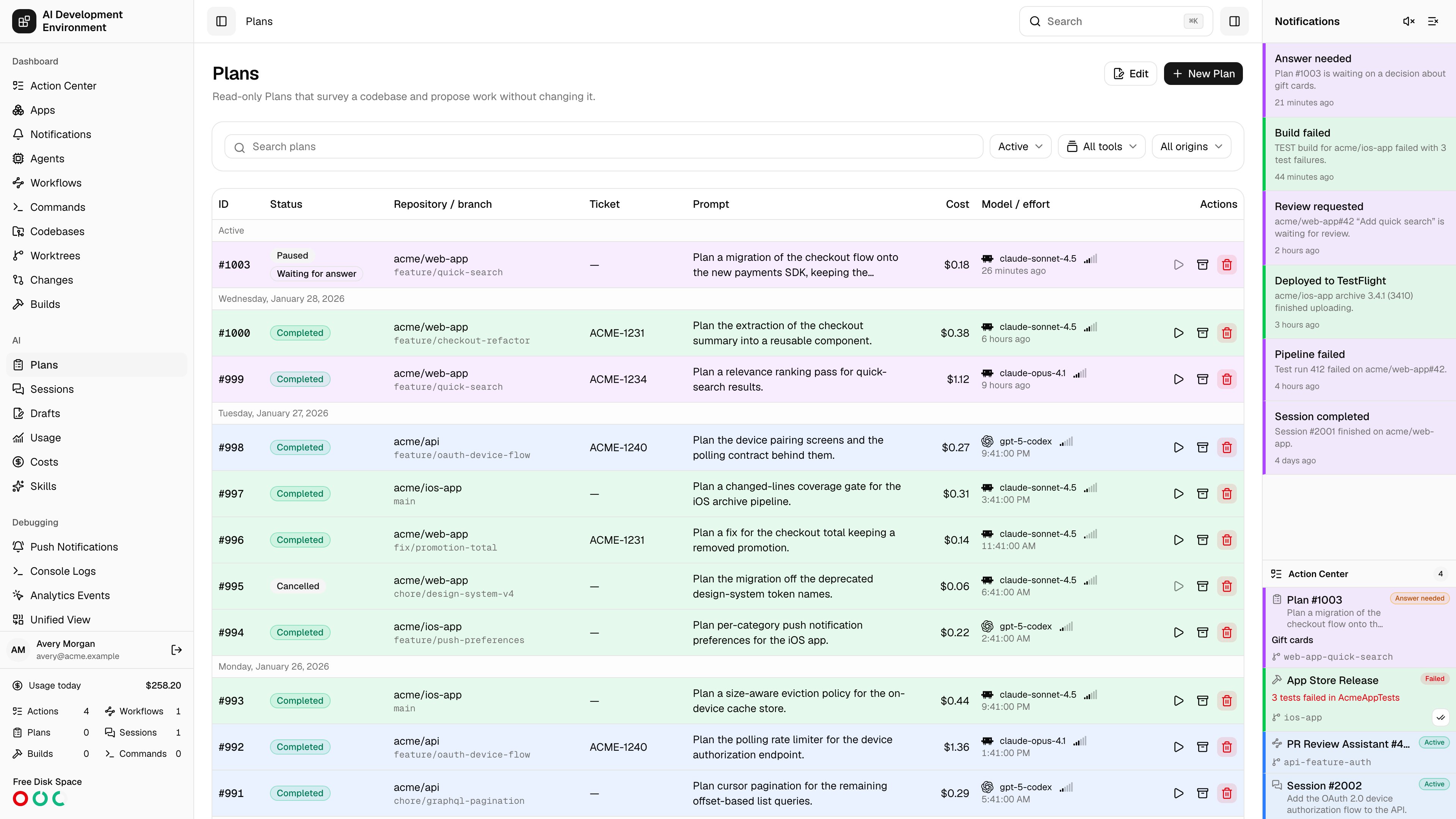 Plans in light theme