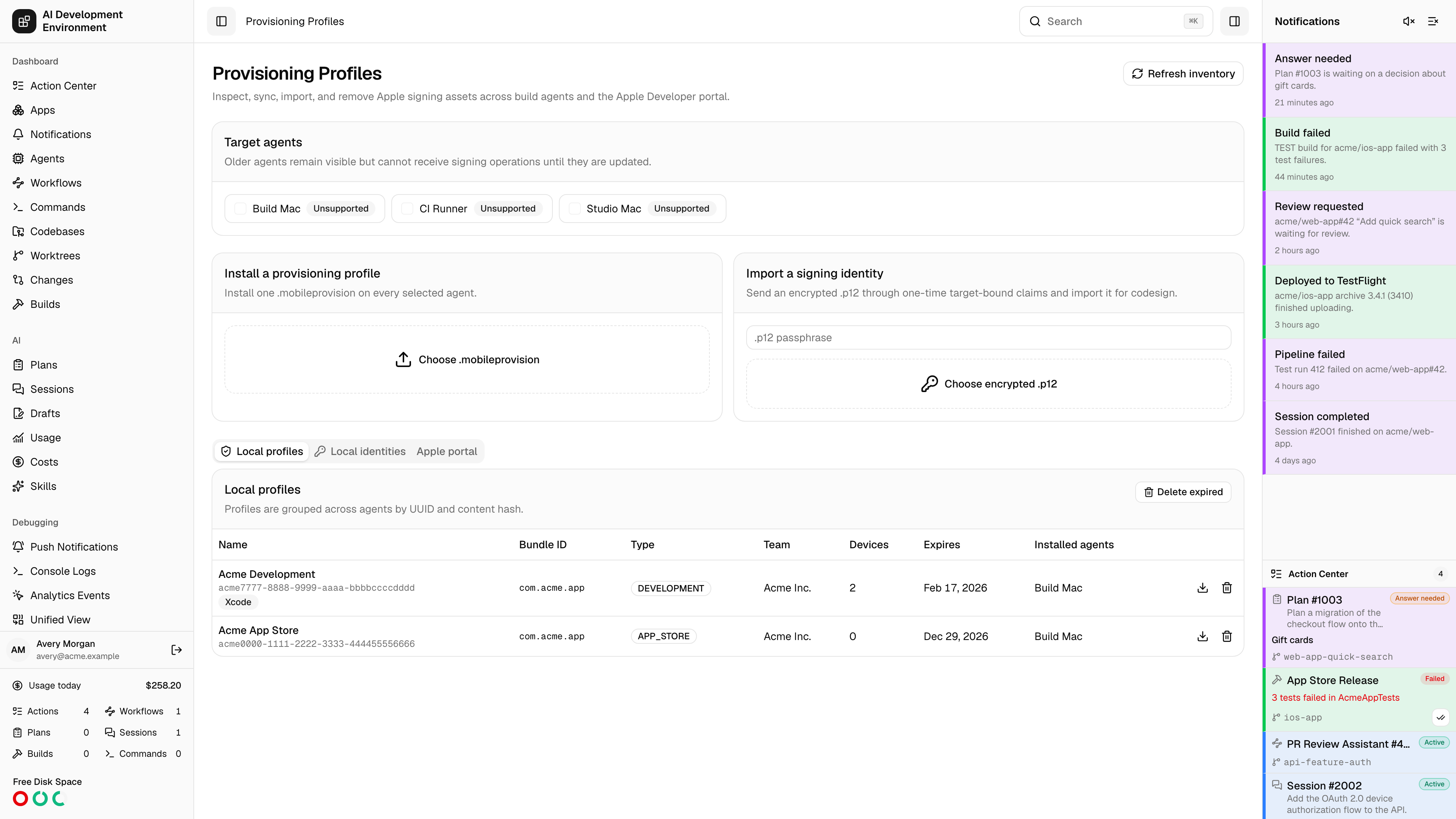 Provisioning Profiles in light theme