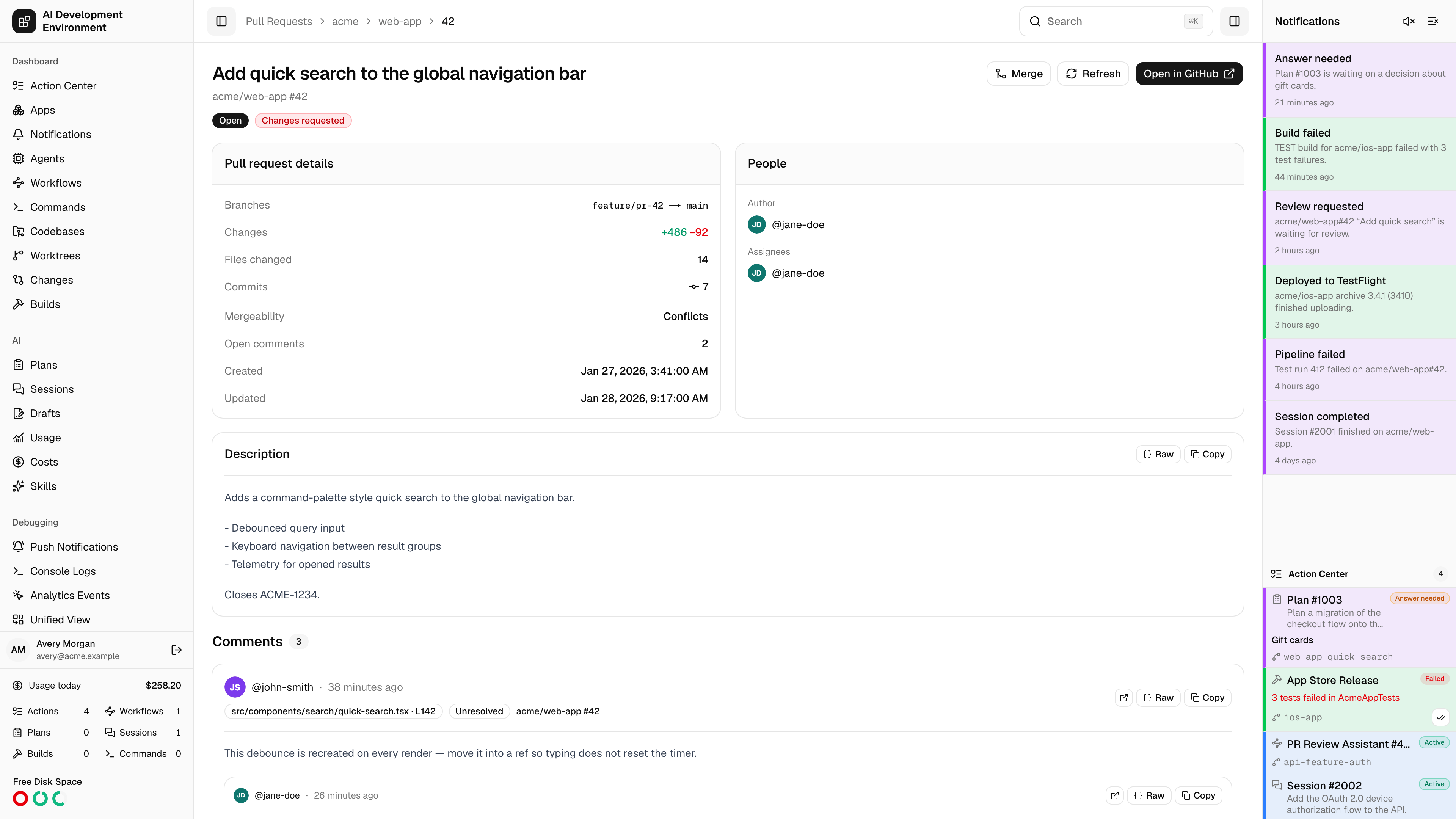 Pull request details page in light theme