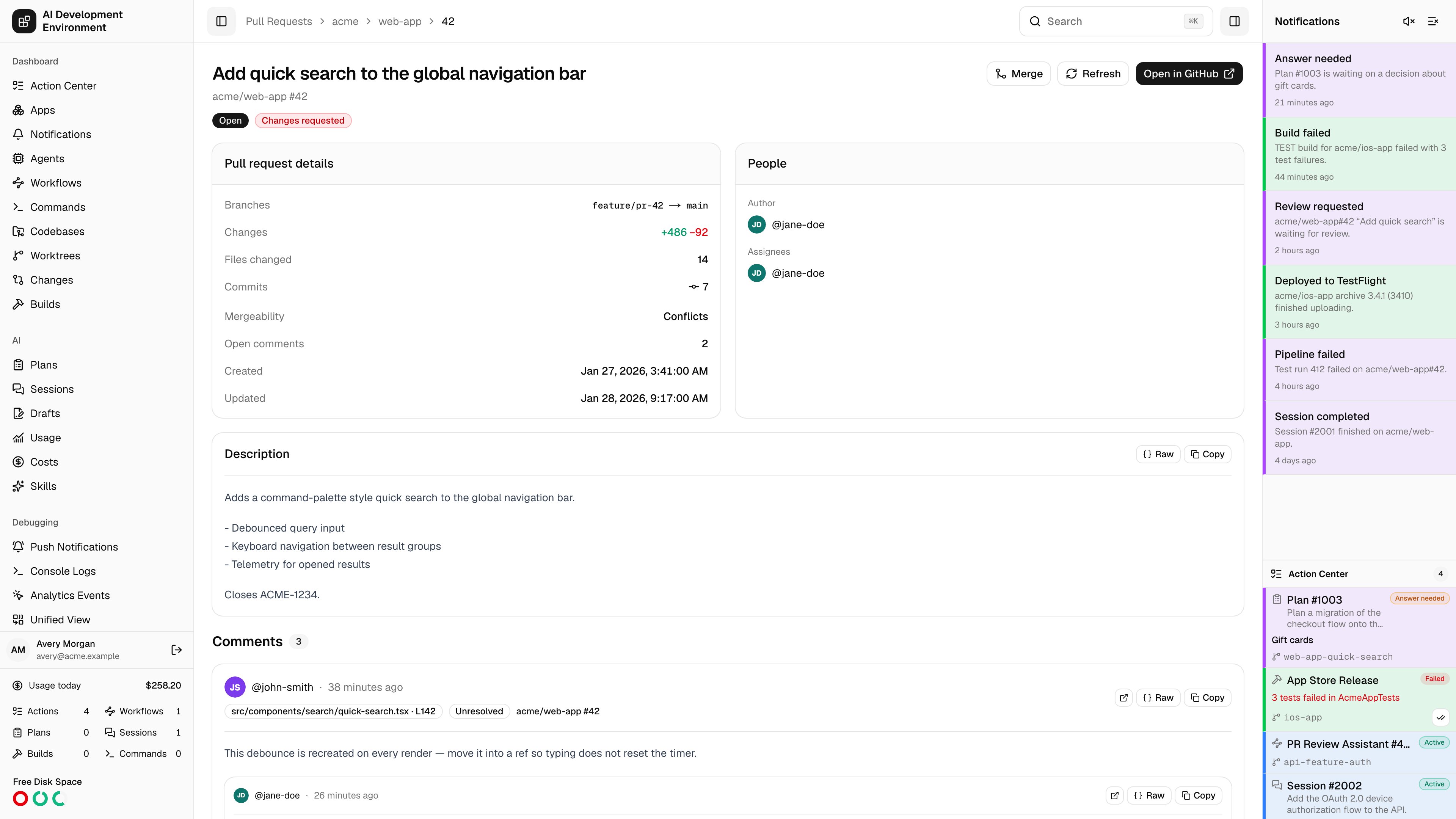 Pull request details page in light theme