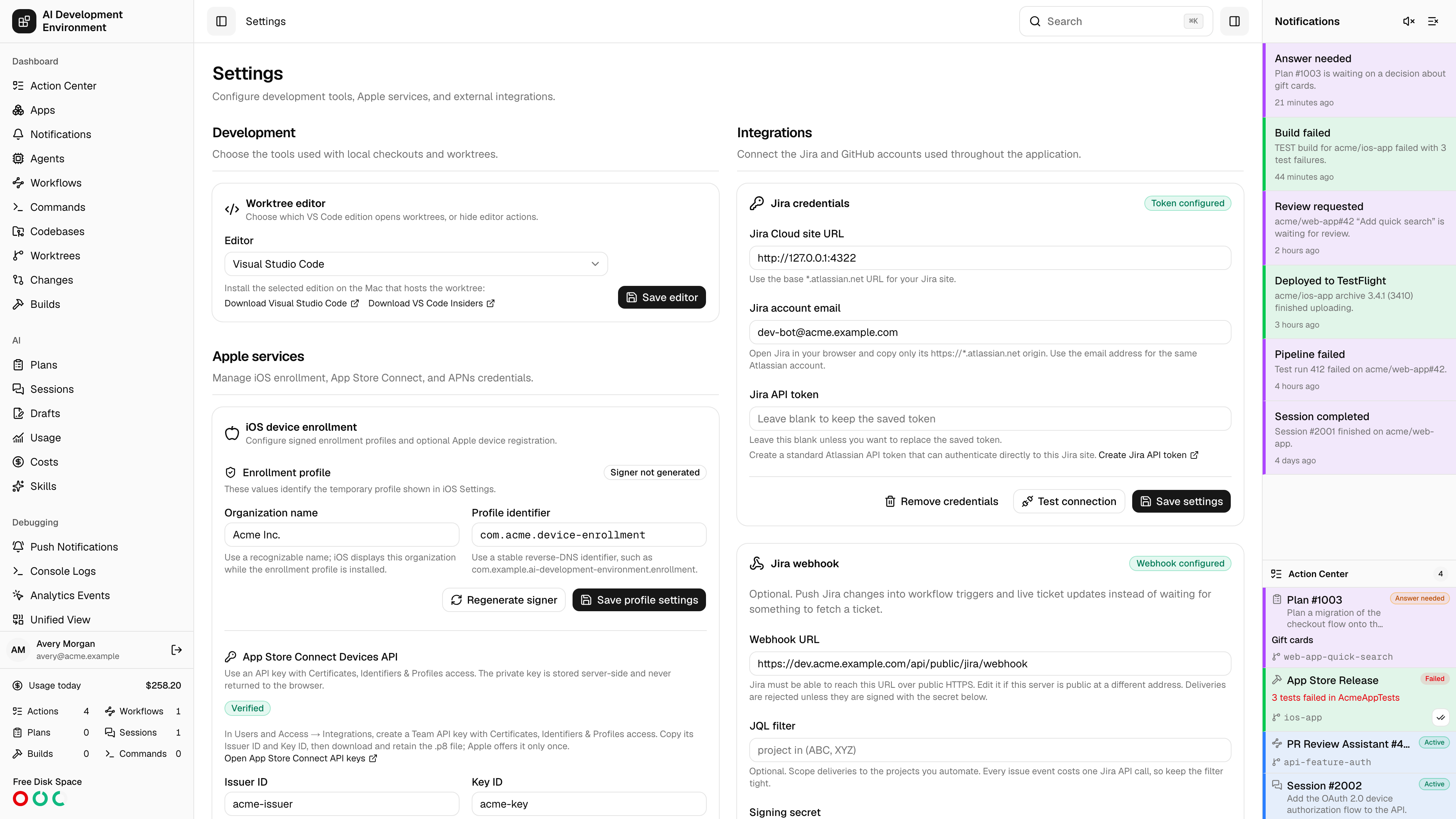 Settings in light theme
