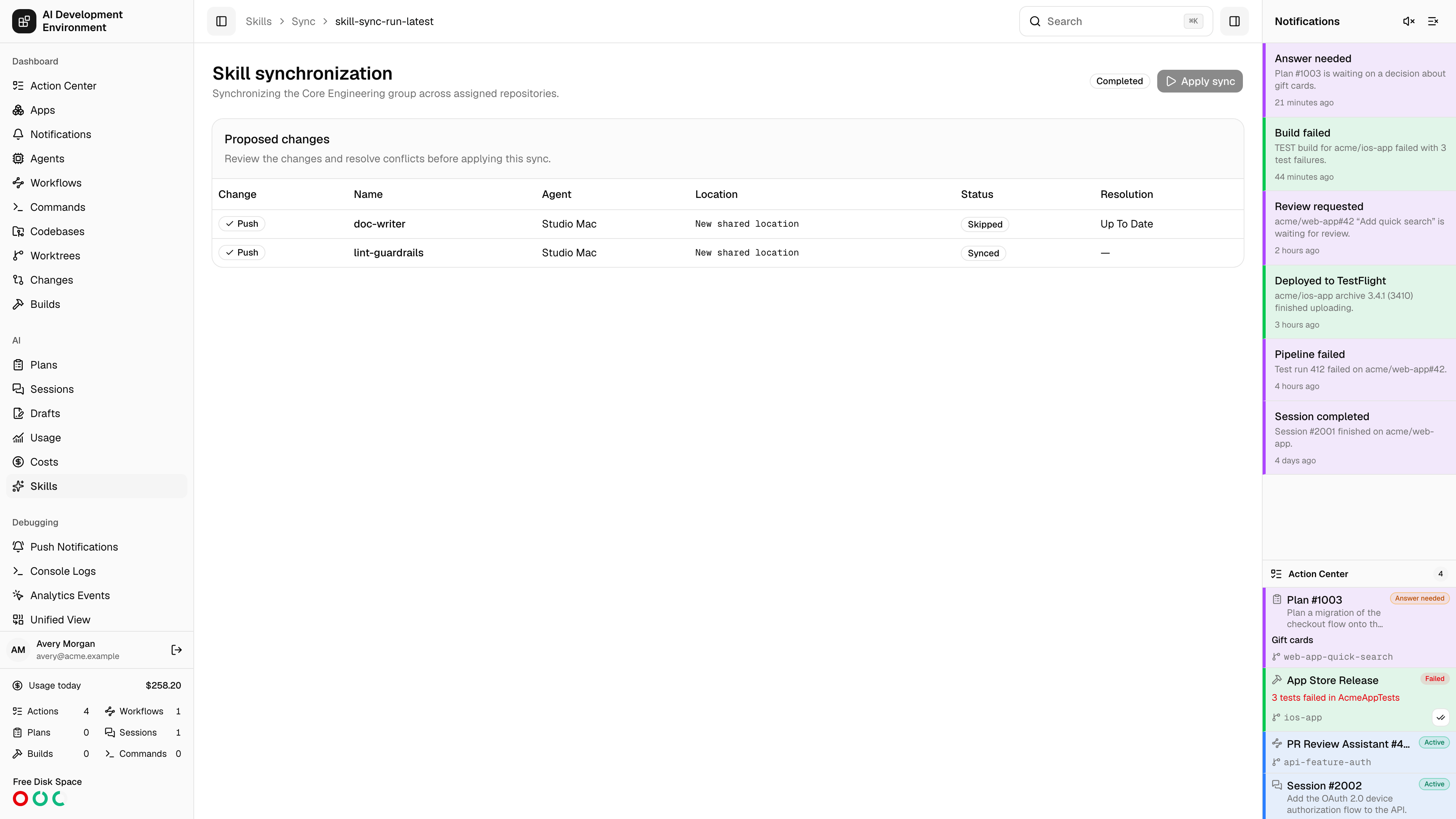 Skill synchronization in light theme