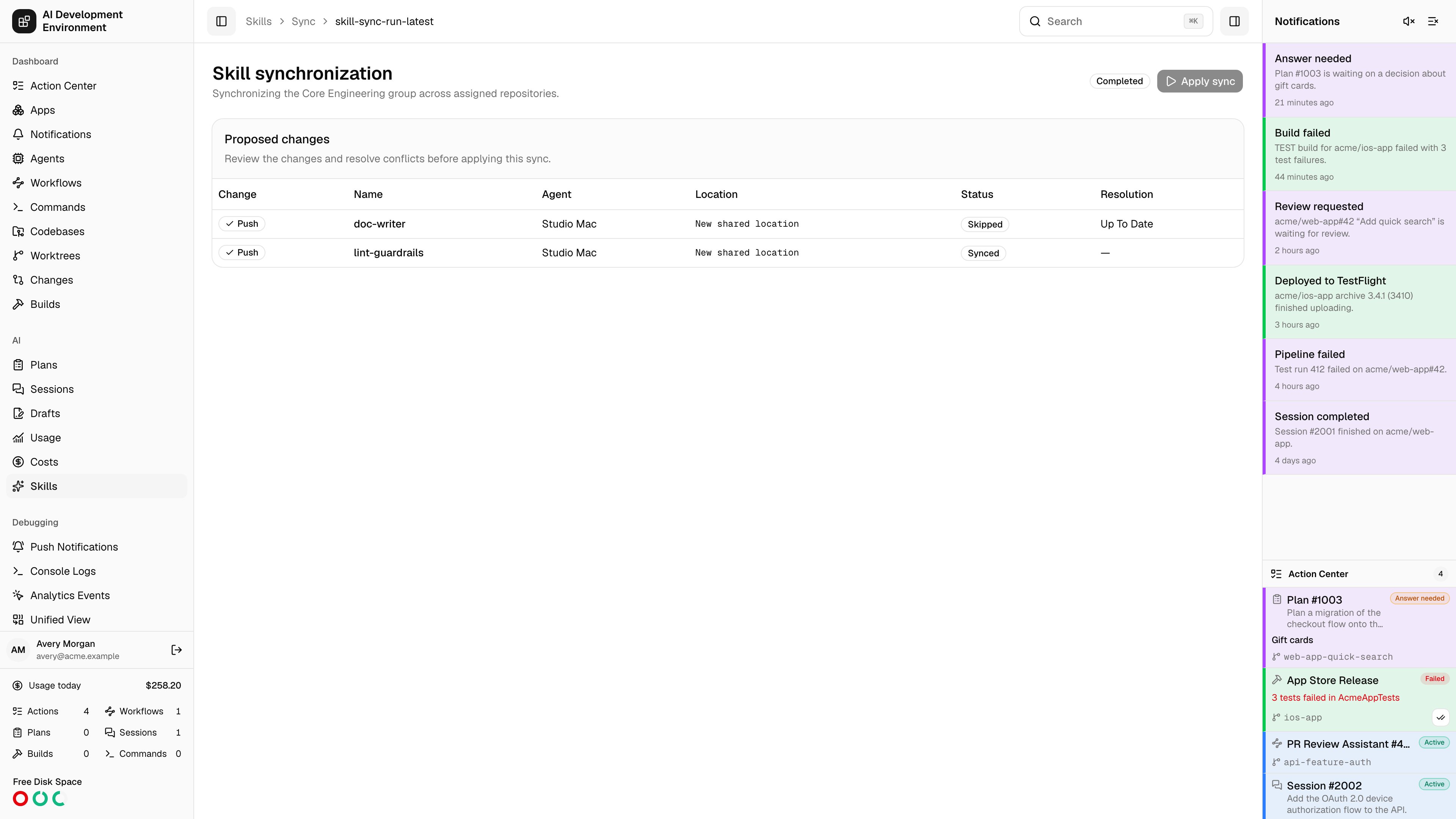 Skill synchronization in light theme