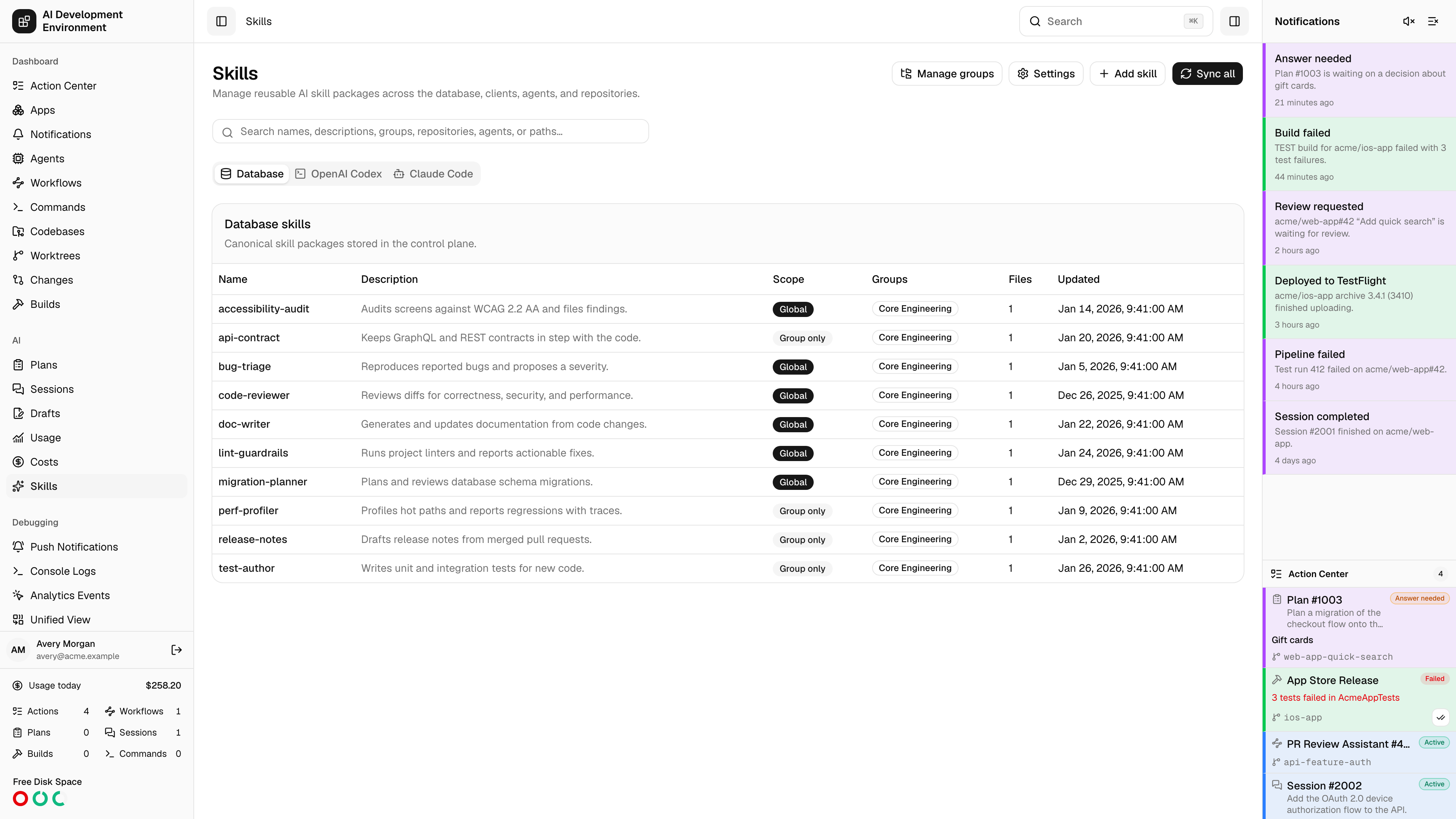 Skills in light theme