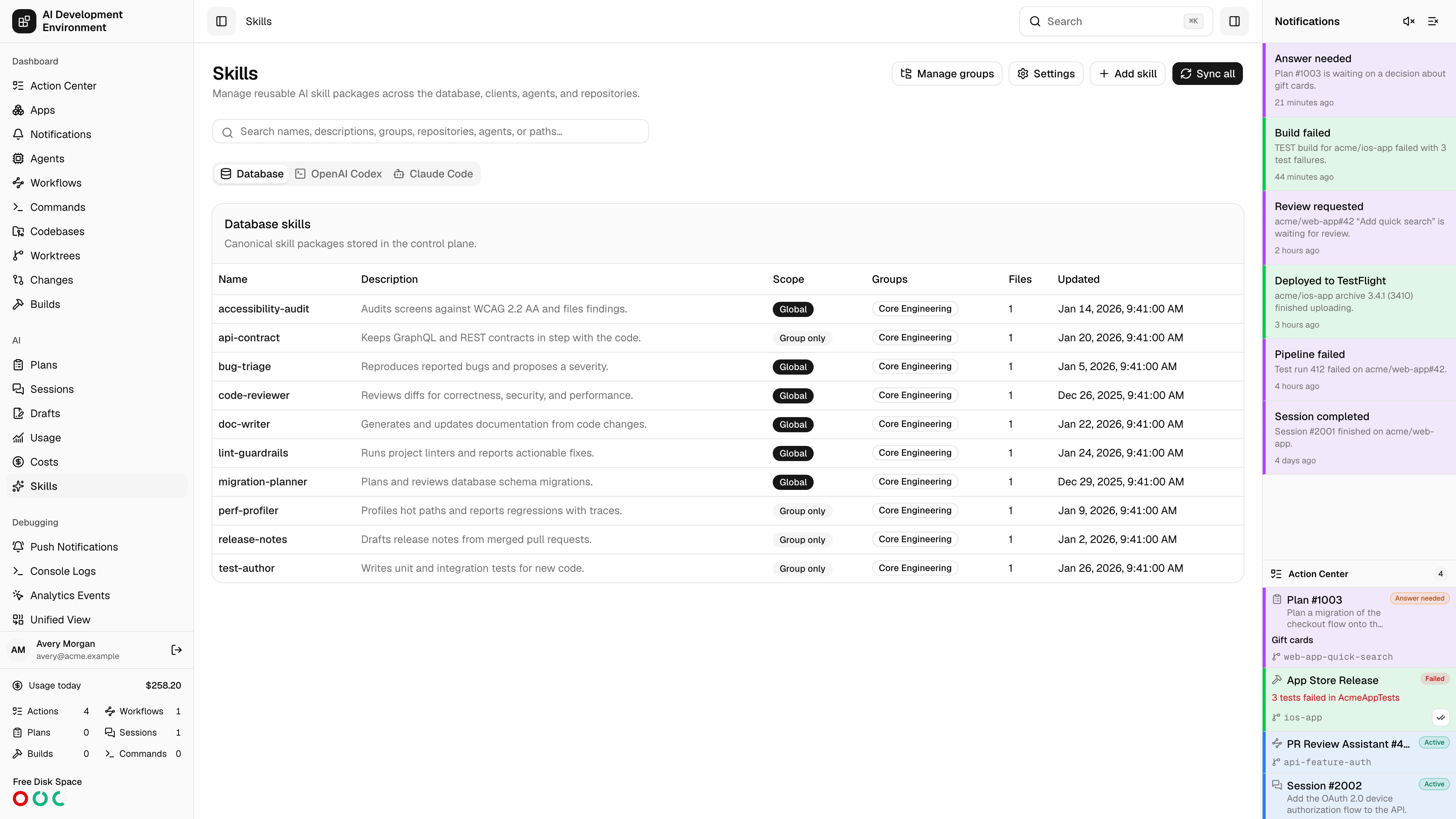 Skills in light theme