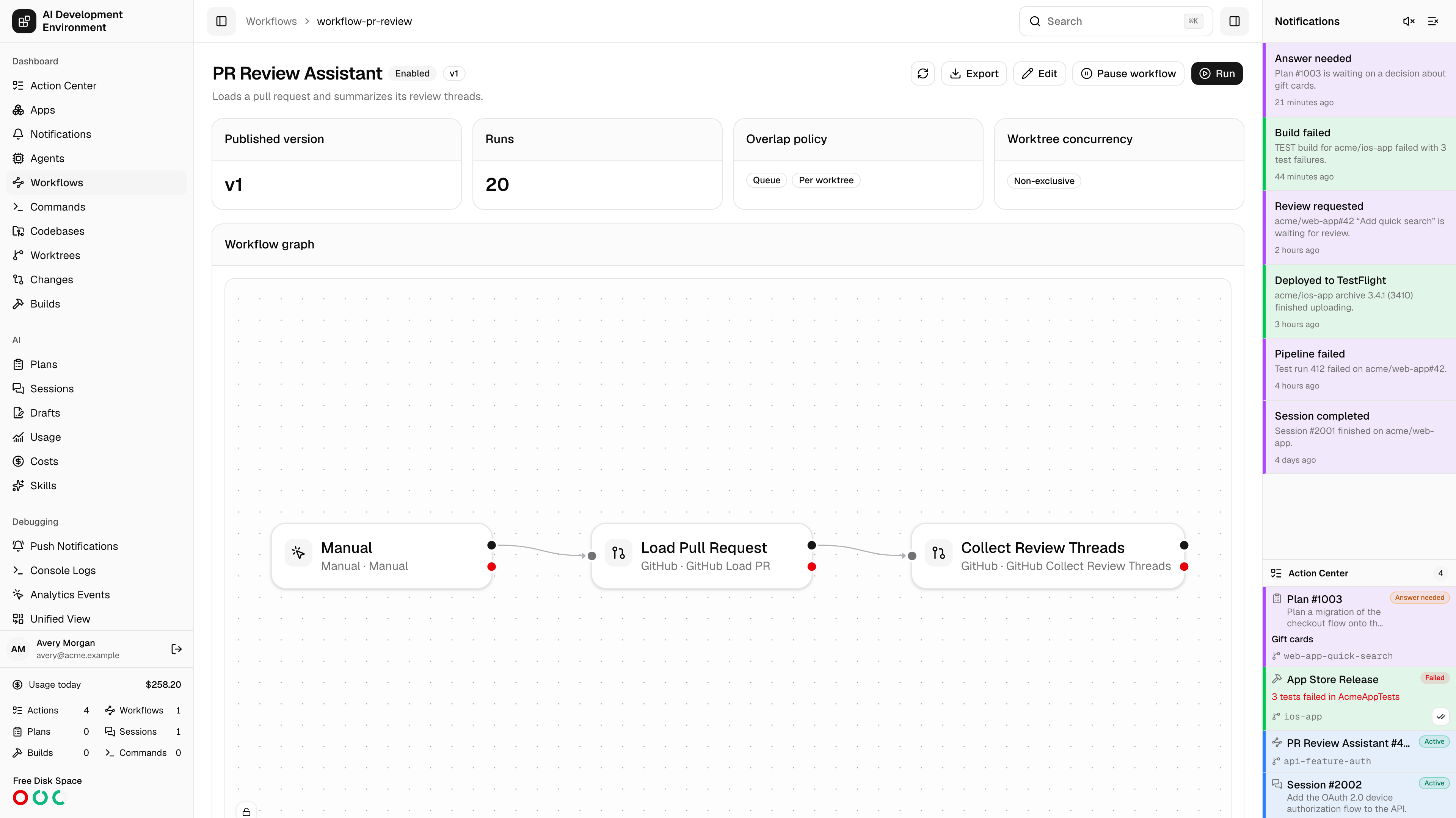 Workflow details in light theme