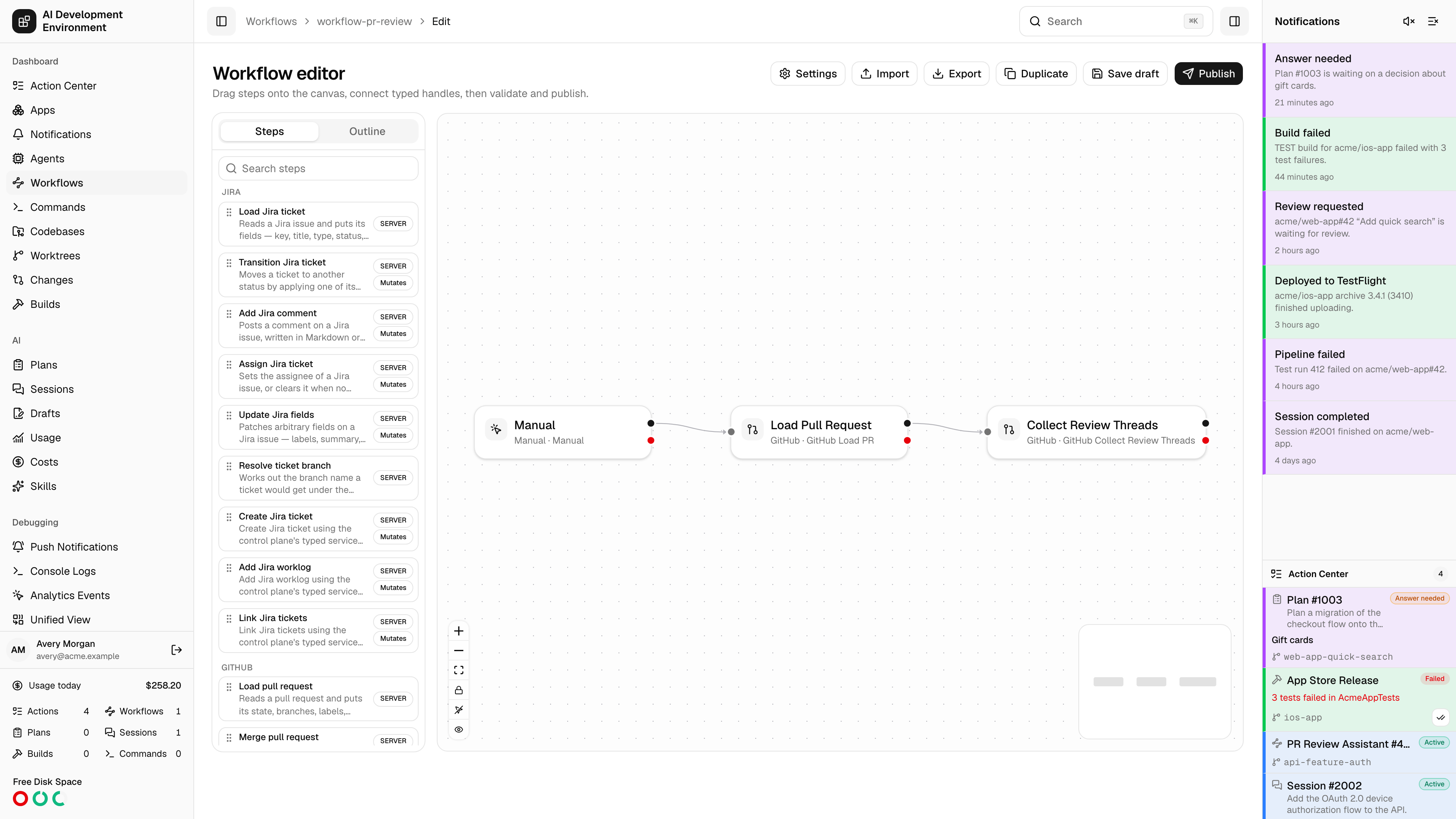 Workflow editor in light theme