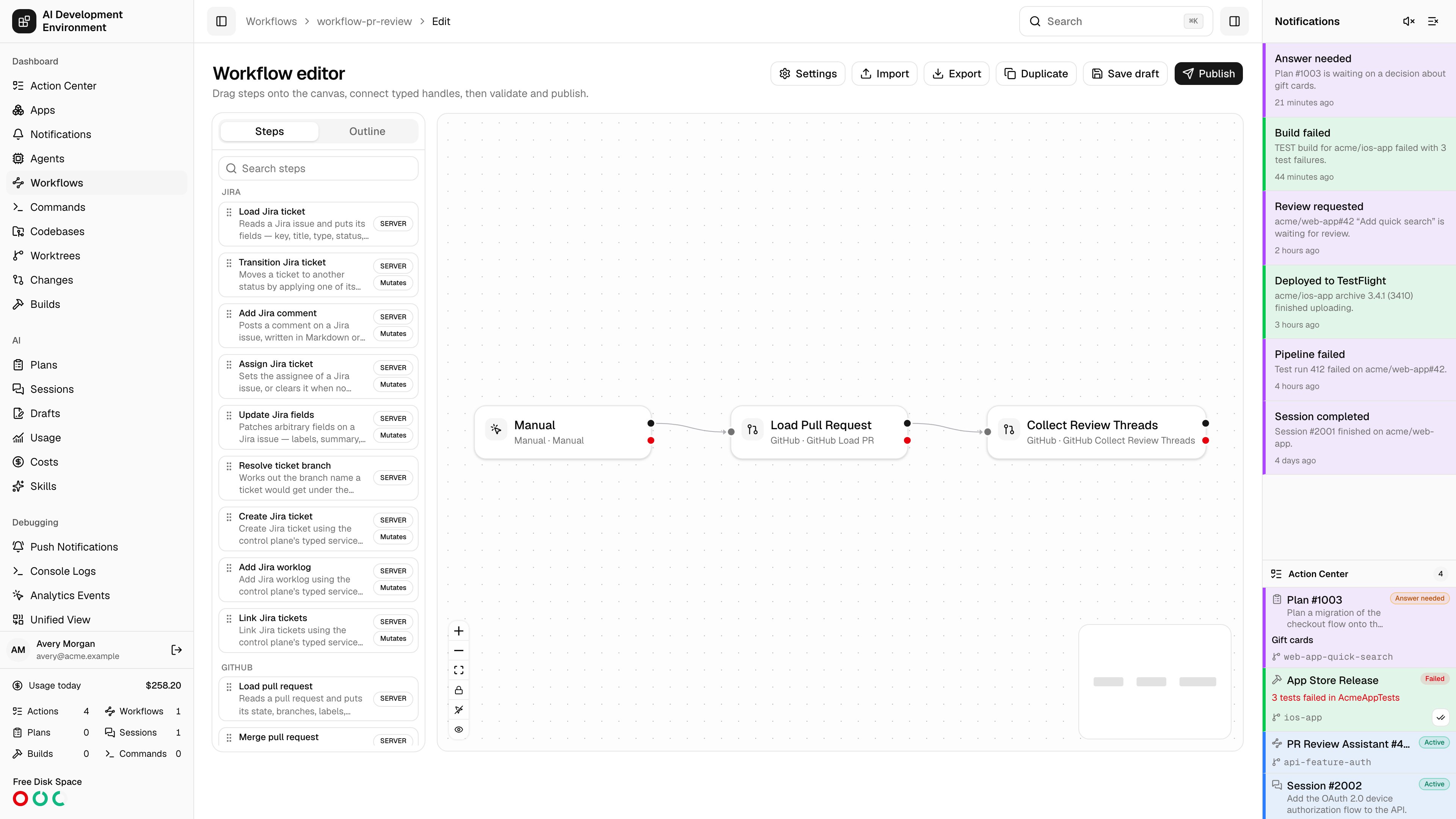 Workflow editor in light theme